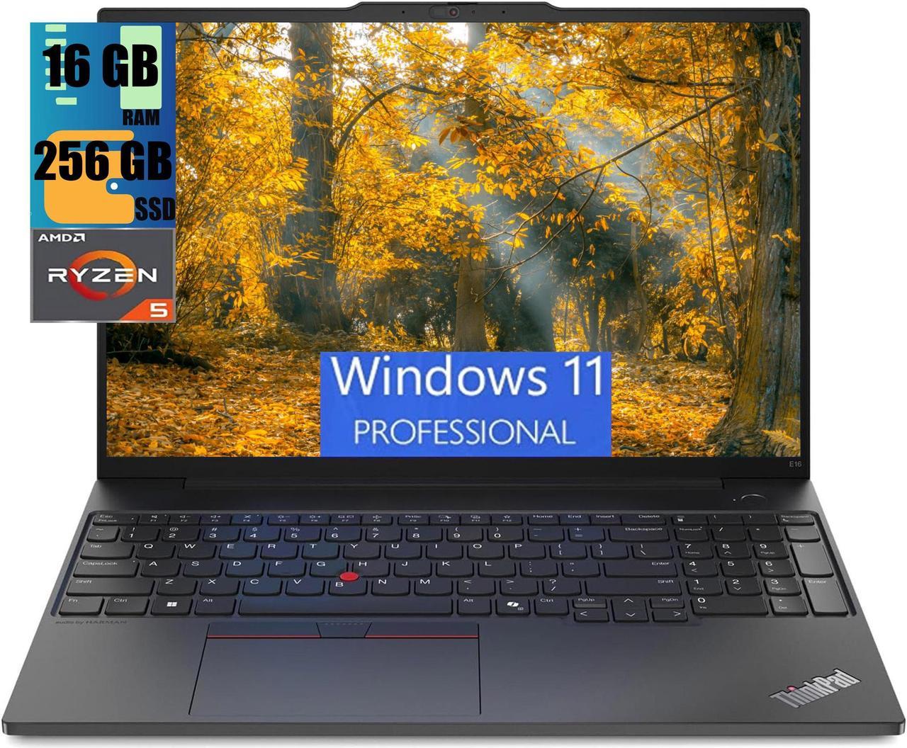 Lenovo ThinkPad E16 Laptop, 16.0" WUXGA IPS Display, AMD Ryzen 5 7530U 6-Core Processor, AMD Radeon Graphics, 16GB  DDR4  256GB  PCIe SSD, Backlit KYB, Fingerprint, WiFi 6, Windows 11 Pro