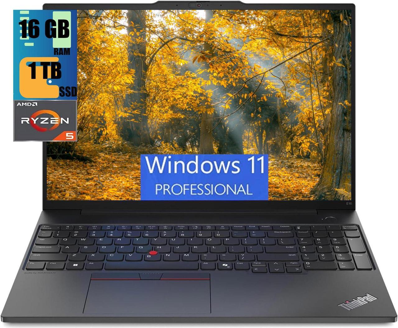 Lenovo ThinkPad E16 Laptop, 16.0" WUXGA IPS Display, AMD Ryzen 5 7530U 6-Core Processor, AMD Radeon Graphics, 16GB  DDR4  1TB PCIe SSD, Backlit KYB, Fingerprint, WiFi 6, Windows 11 Pro