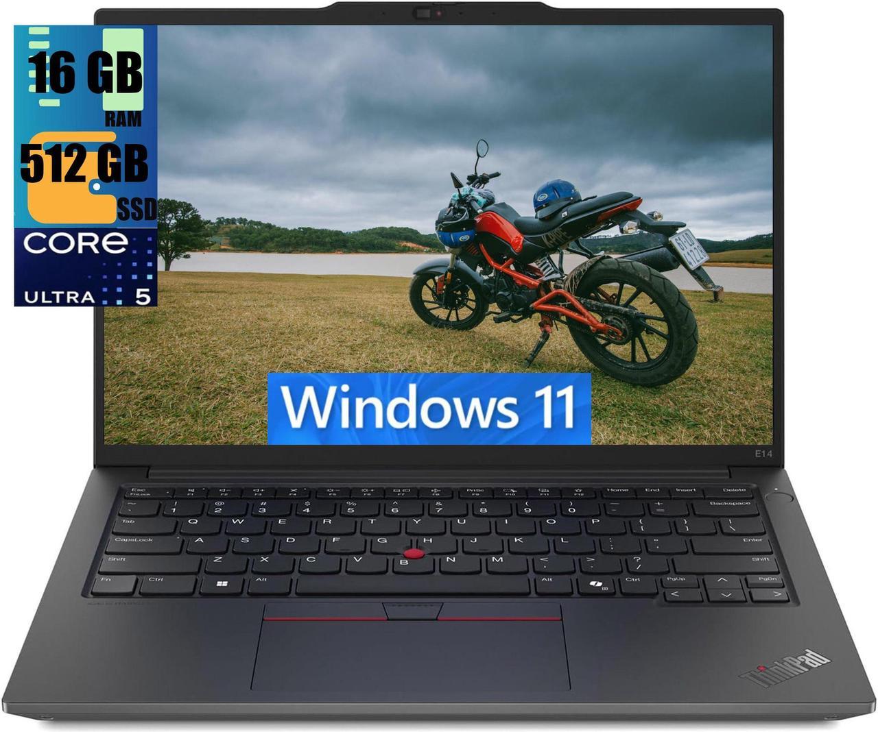 Lenovo ThinkPad E14 Laptop, 14.0" IPS WUXGA Display, Intel Ultra 5-125U 12-Cores Processor, Intel Graphics, 16GB DDR4  512GB PCIe SSD, Thunderbolt 4, WiFi 6E, HD Webcam, Windows 11