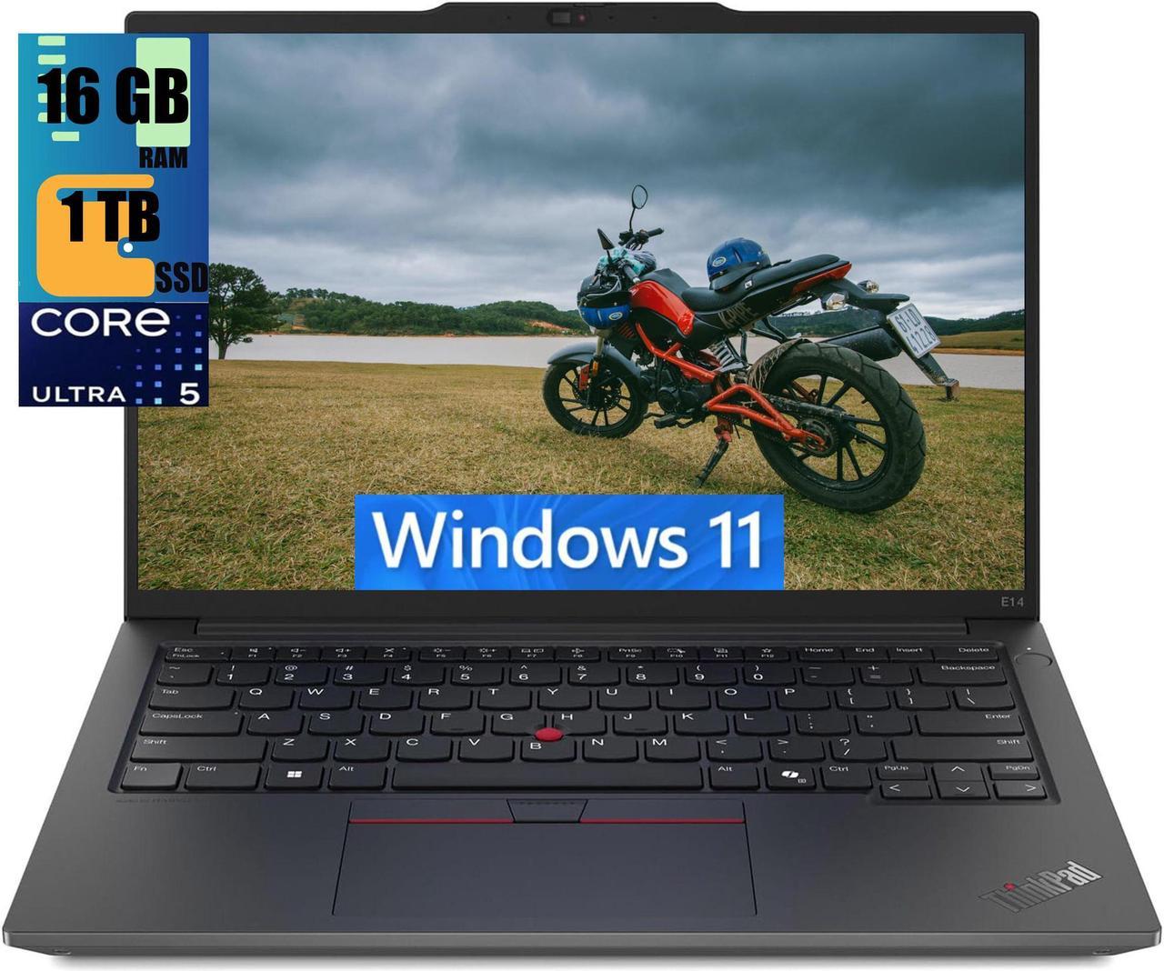 Lenovo ThinkPad E14 Laptop, 14.0" IPS WUXGA Display, Intel Ultra 5-125U 12-Cores Processor, Intel Graphics, 16GB DDR4  1TB PCIe SSD, Thunderbolt 4, WiFi 6E, HD Webcam, Windows 11