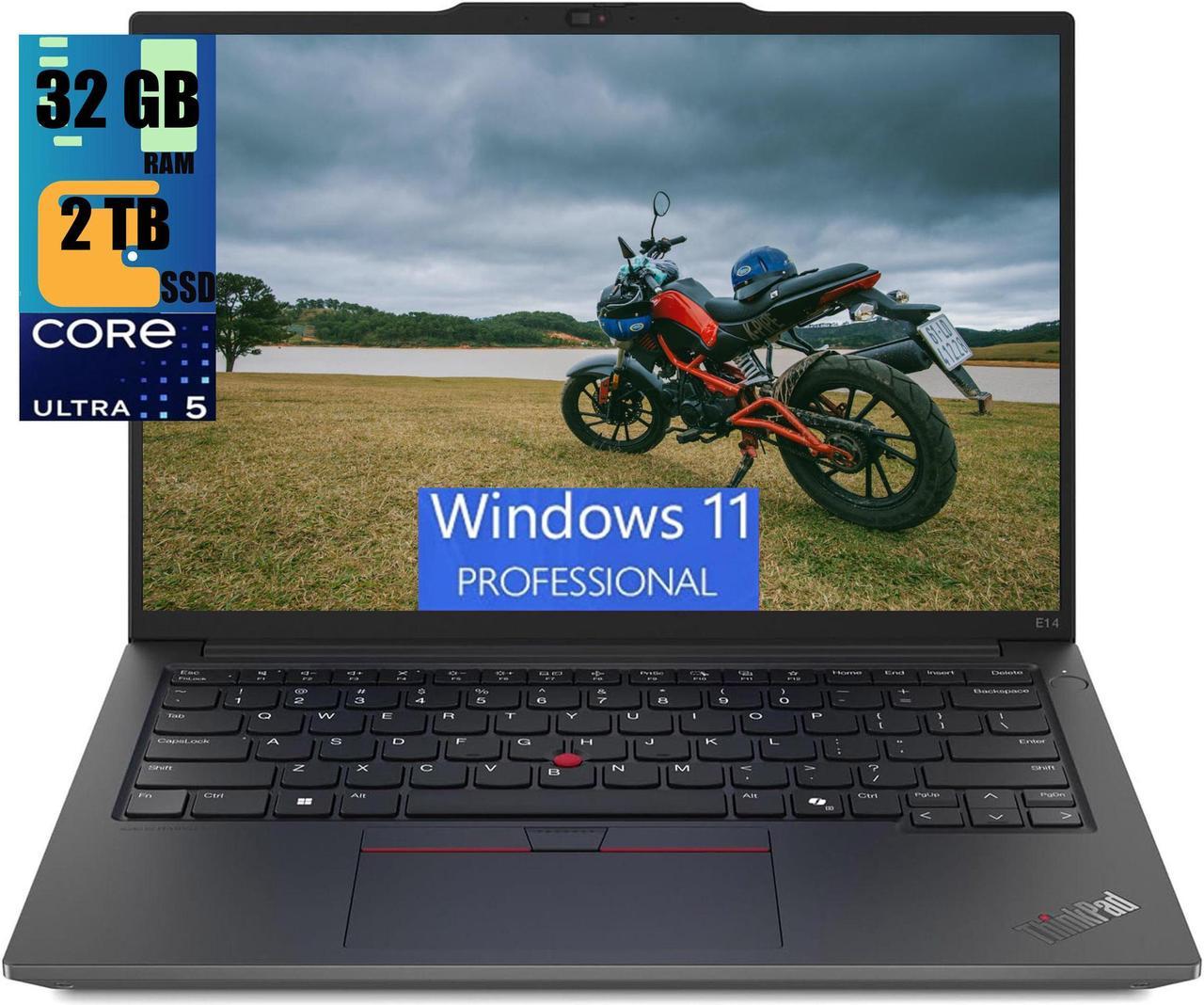 Lenovo ThinkPad E14 Laptop, 14.0" IPS WUXGA Display, Intel Ultra 5-125U 12-Cores Processor, Intel Graphics, 32GB DDR4  2TB PCIe SSD, Thunderbolt 4, WiFi 6E, HD Webcam, Windows 11 Pro