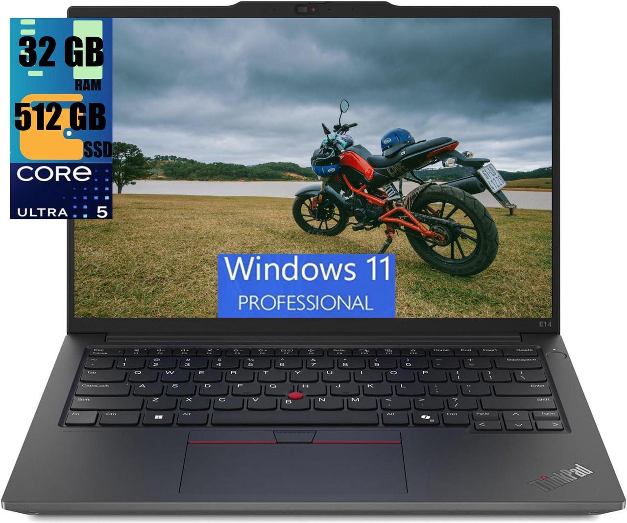 Lenovo ThinkPad E14 Laptop, 14.0" IPS WUXGA Display, Intel Ultra 5-125U 12-Cores Processor, Intel Graphics, 32GB DDR4  512GB PCIe SSD, Thunderbolt 4, WiFi 6E, HD Webcam, Windows 11 Pro