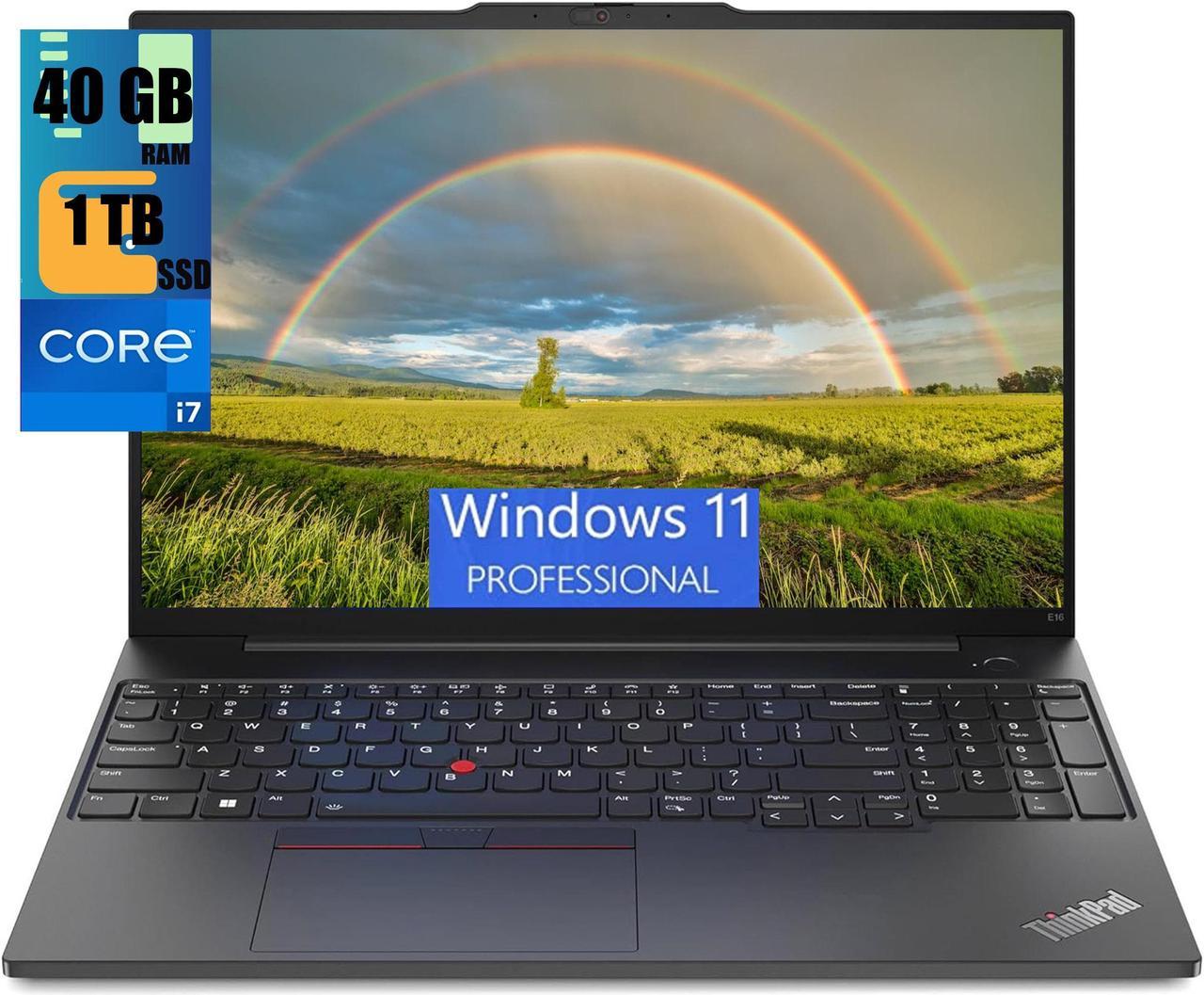 Lenovo ThinkPad E16 Business Laptop, 16" WUXGA Display, Intel Core i7-1355U 10-Cores Processor, Intel Iris Xe Graphics, 40GB DDR4  1TB PCIe SSD, Backlit KYB, FP Reader, WiFi 6, Windows 11 Pro