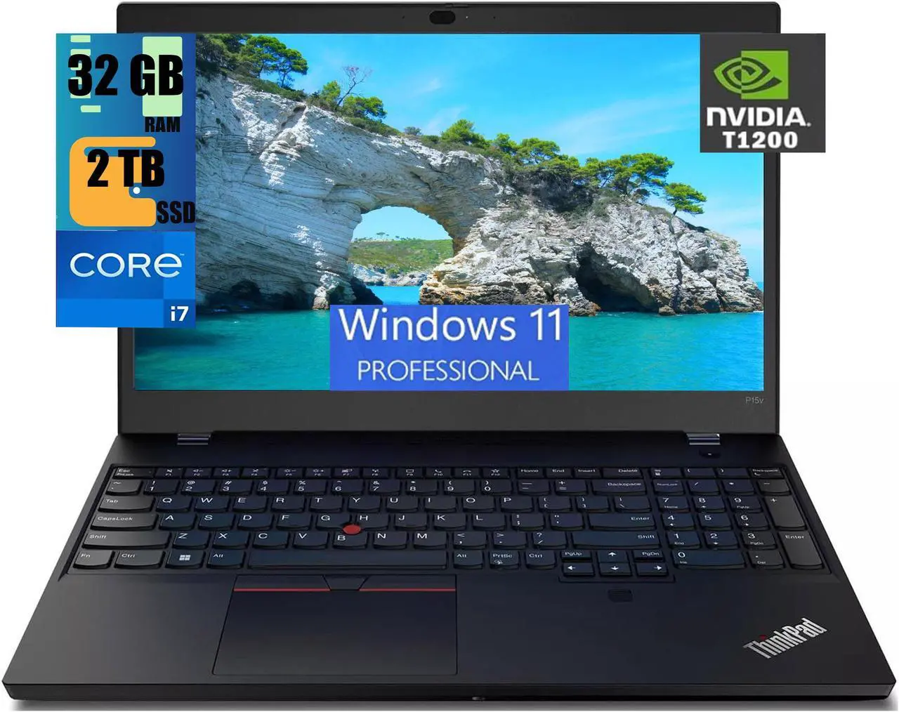 Main image of Lenovo ThinkPad P15v Gen 3 Laptop, 15.6" FHD Display, Intel Core i7-12700H 14 Cores Processor, NVIDIA T1200 4 GB GDDR6, 32GB DDR4  2TB PCIe SSD, HDMI, Webcam, Fingerprint, Windows 11 Pro