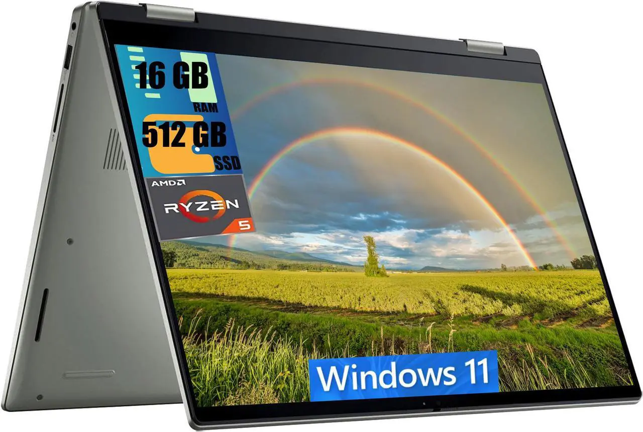 Main image of Dell Inspiron 14 2-in-1 Laptop, 14" FHD+ Touchscreen, AMD Ryzen 5 5625U 6 cores Processor, AMD Radeon Graphics, 16GB DDR4  512GB PCIe SSD, Backlit Keyboard, Fingerprint Reader, Windows 11