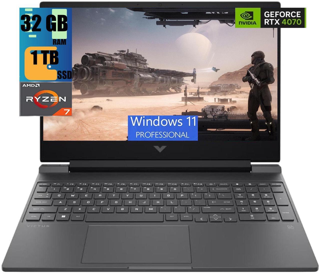 Main image of HP Victus 16 Gaming Laptop, 16.1" FHD 144 Hz Display, AMD Ryzen 7 8845HS 8 Cores Processor, NVIDIA GeForce RTX 4070 8GB GDDR6, 32GB DDR5  1TB PCIe SSD, Backlit Keyboard, Wi-Fi 6 Windows 11 Pro