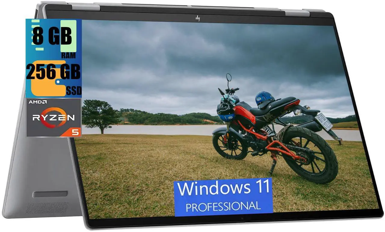 Main image of HP Envy x360 2-in-1 16 Laptop, 16" WUXGA 1920 x 1200 Touchscreen, AMD Ryzen 5 8640HS 6-Core Processor, AMD Radeon Graphics, 8GB  DDR4  256GB  PCIe SSD, Backlit KB, Wi-Fi 6E, Windows 11 Pro
