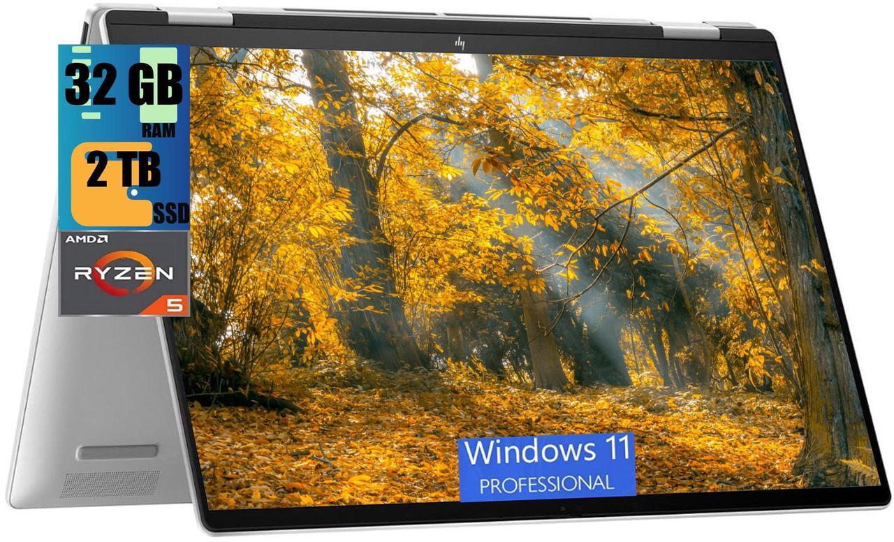 Main image of HP Envy x360 2-in-1 14 Laptop, 14" FHD+ Touchscreen, AMD 6-core Ryzen 5 8640HS Processor, AMD Radeon Graphics, 32GB DDR4  2TB PCIe SSD, Backlit keyboard Wi-Fi 6E Bluetooth 5.3, Windows 11 Pro