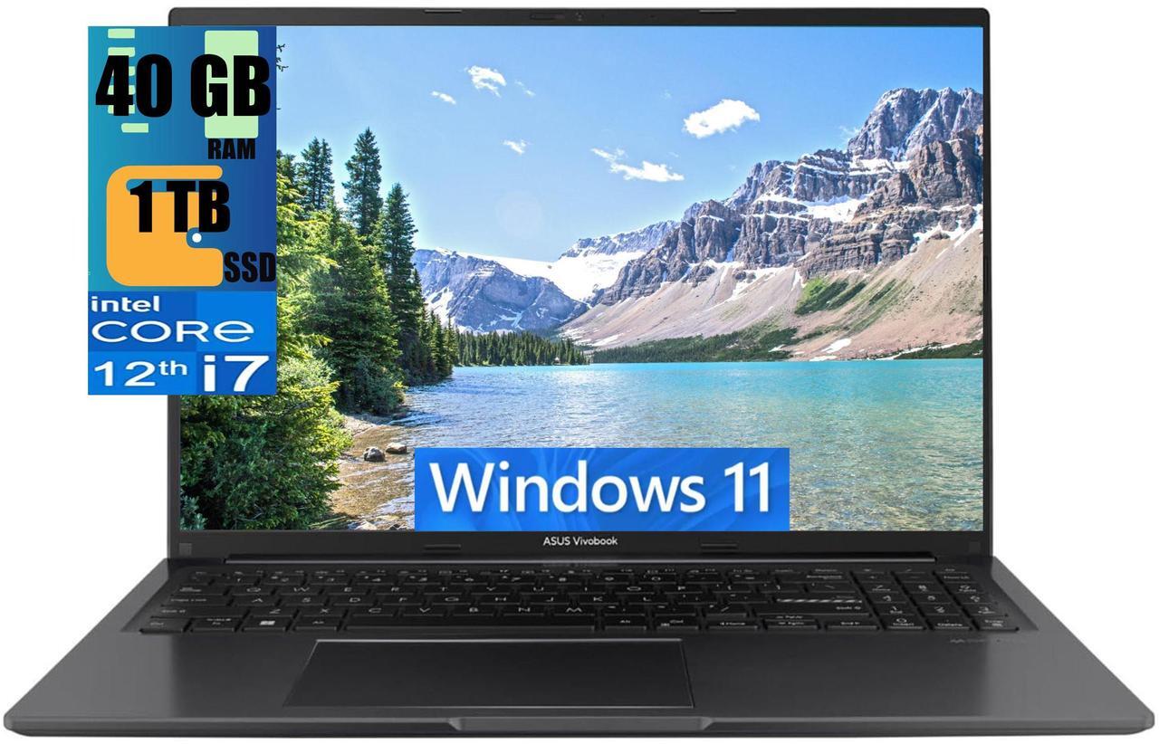 Main image of ASUS Vivobook 16 Laptop, 16" WUXGA (1920 X 1200) Display, Intel Core i7-1255U 10 Cores Processor, Intel Iris Xe Graphics, 40GB DDR4  1TB PCIe SSD, Webcam, HDMI, Wi-Fi, Windows 11