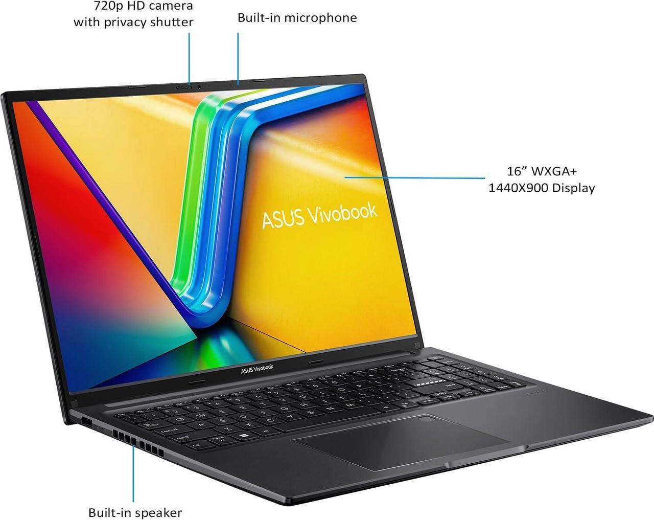 Alt view image 3 of 6 - ASUS Vivobook 16 Laptop, 16" FHD+ (1920 x 1200) Display, Intel Core i7-1255U 10 Cores Processor, Intel Iris Xe Graphics, 24GB DDR4  2TB PCIe SSD, Webcam, HDMI, Wi-Fi, Windows 11 Pro