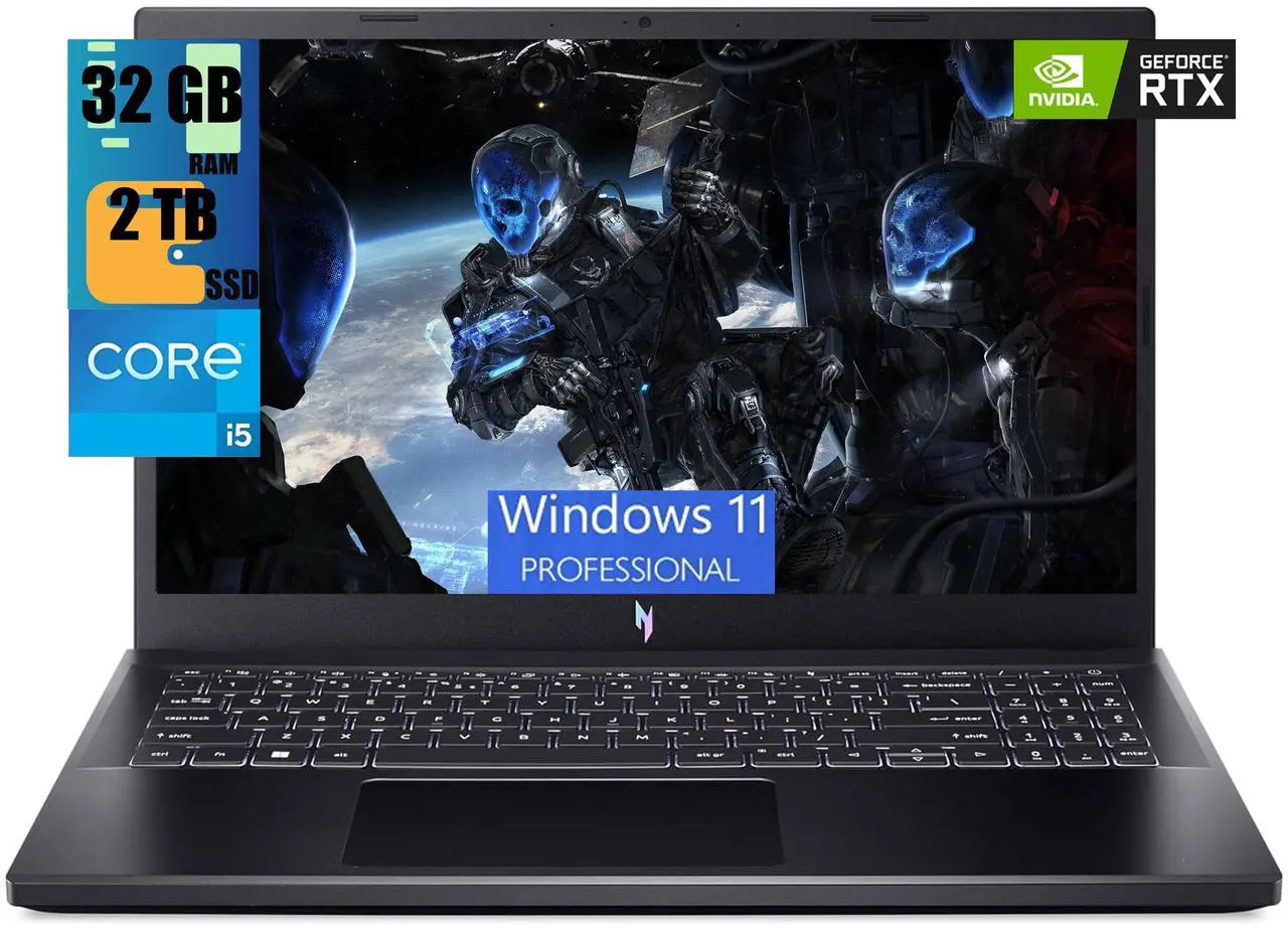 Main image of Acer Nitro V 15 Gaming Laptop, 15.6" FHD 144Hz Display, Intel Core i5-13420H 8 cores Processor, NVIDIA GeForce RTX 2050 4GB GDDR6, 32GB DDR5  2TB PCIe SSD, Backlit Keyboard, WiFi 6, Windows 11 Pro