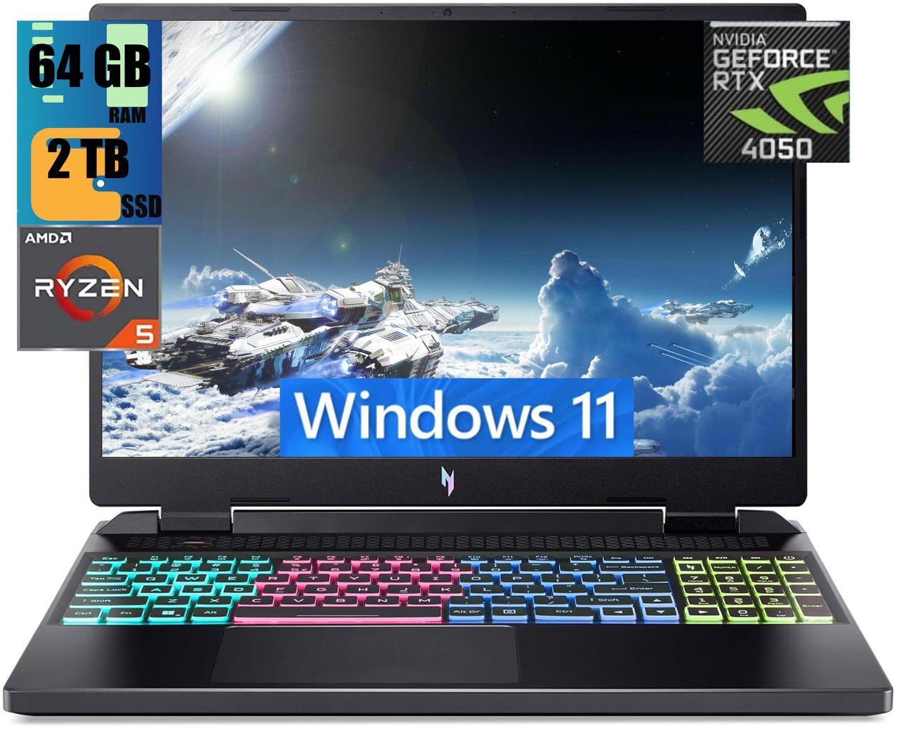 Main image of Acer Nitro 16 Gaming Laptop, 16" WUXGA 165Hz Display, AMD Ryzen 5 7640HS Hexa-Core Processor, GeForce RTX 4050 6GB Graphic, 64GB DDR5  2TB PCIe SSD, WiFi 6E, RGB Backlit KB, Windows 11