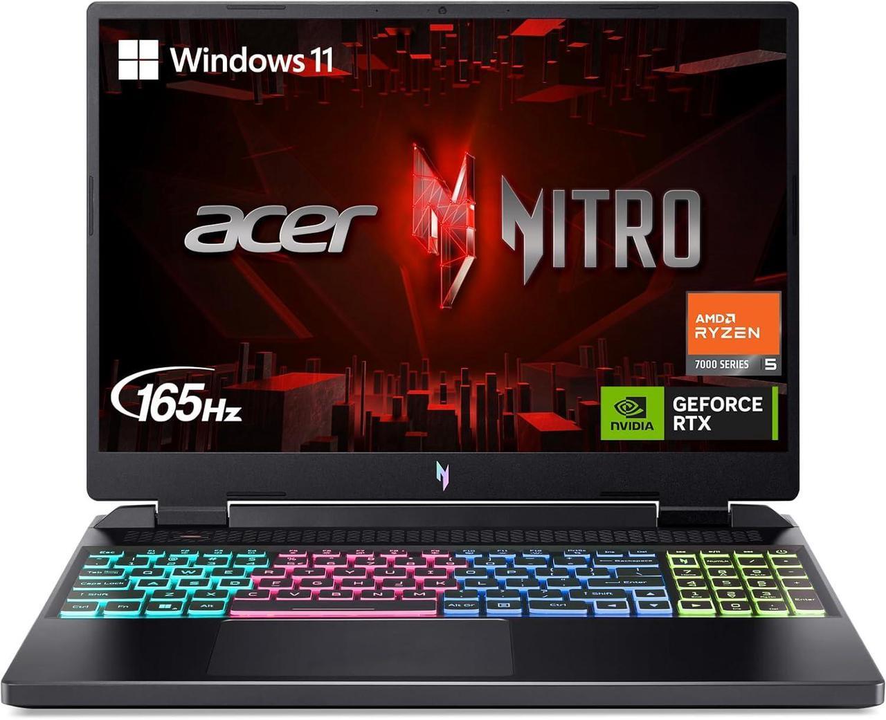 Alt view image 2 of 7 - Acer Nitro 16 Gaming Laptop, 16" WUXGA 165Hz Display, AMD Ryzen 5 7640HS Hexa-Core Processor, GeForce RTX 4050 6GB Graphic, 32GB DDR5  1TB PCIe SSD, WiFi 6E, RGB Backlit KB, Windows 11 Pro