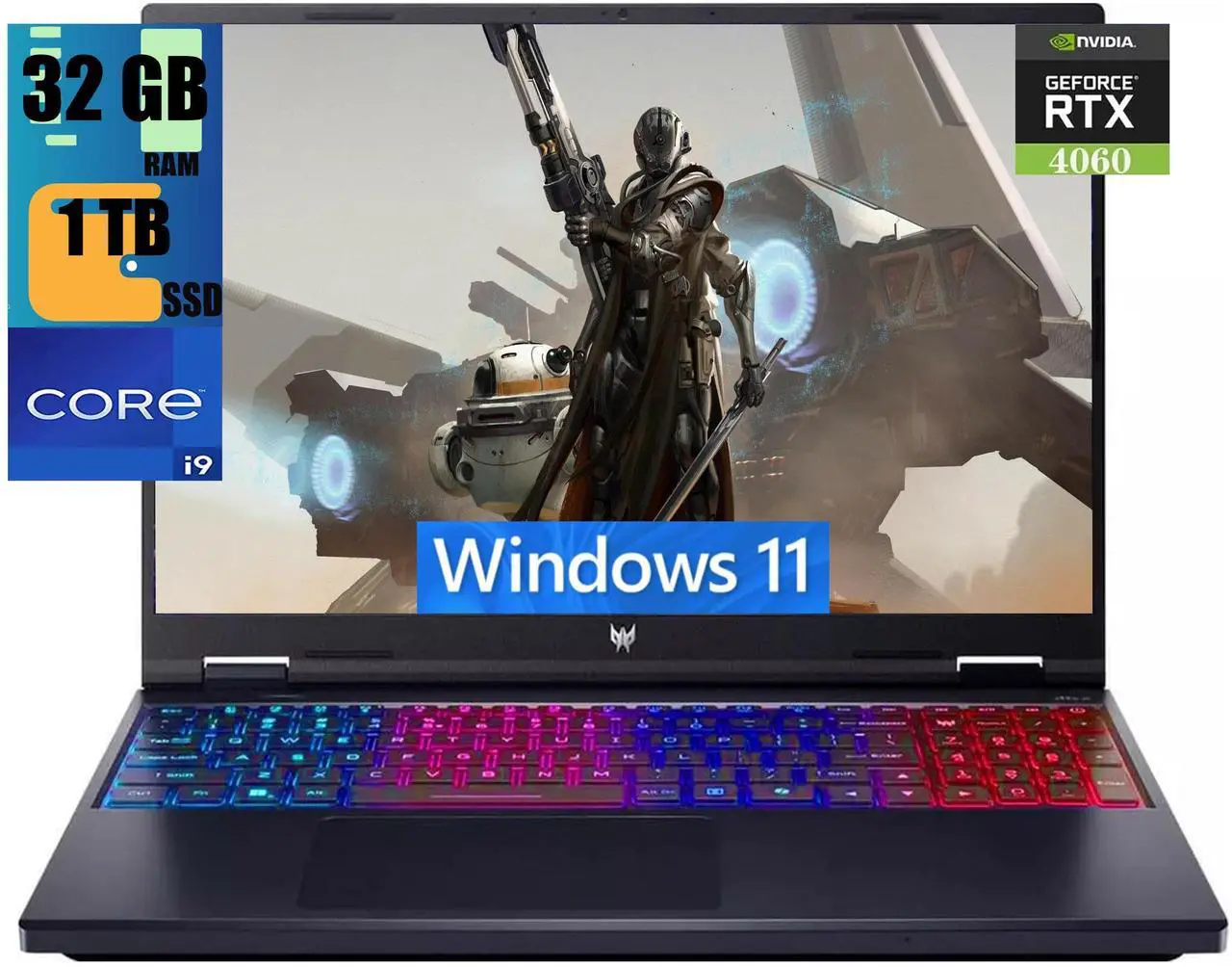Main image of Acer Predator Helios Neo 16 Gaming Laptop, 16" WUXGA 165Hz Display, Intel Core i9-14900HX 24-Core Processor, NVIDIA GeForce RTX 4060 8GB Graphic, 32GB DDR5  1TB PCIe SSD, RGB Backlit, Windows 11