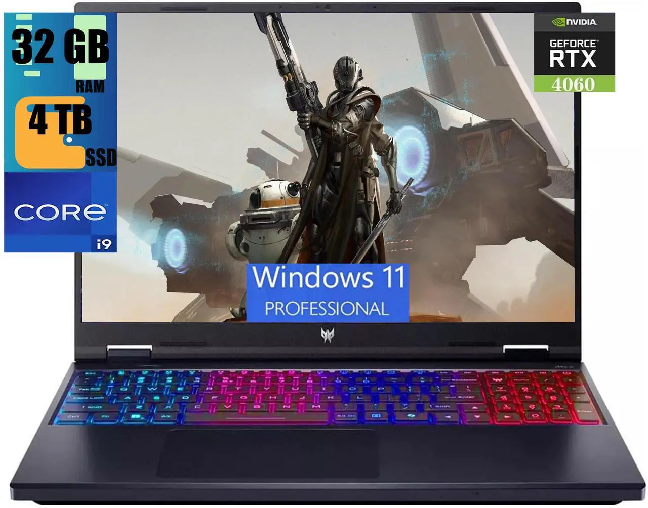Main image of Acer Predator Helios Neo 16 Gaming Laptop, 16" WUXGA 165Hz Display, Intel Core i9-14900HX 24-Core Processor, NVIDIA GeForce RTX 4060 8GB Graphic, 32GB DDR5  4TB  PCIe SSD, RGB Backlit, Windows 11 Pro