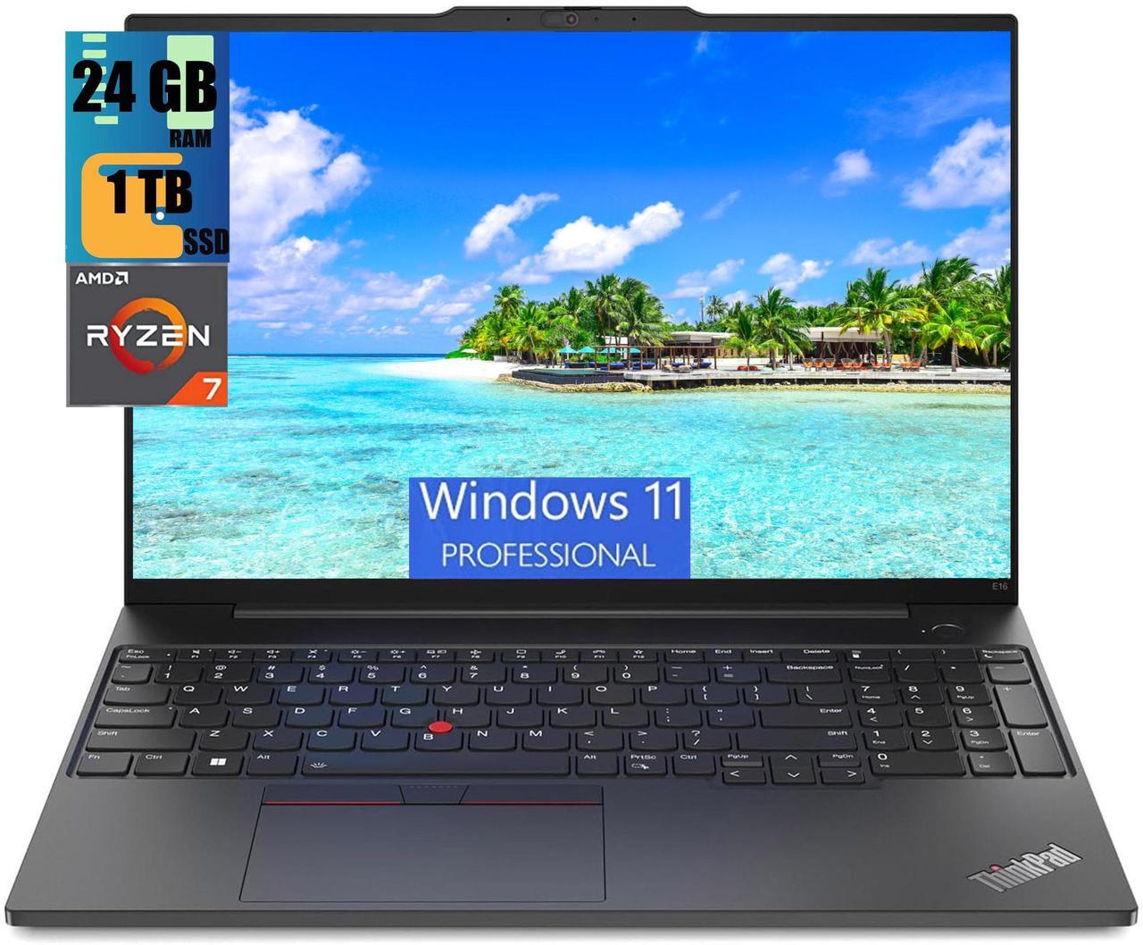 Main image of Lenovo ThinkPad E16 Business Laptop, 16" WUXGA Display, AMD Ryzen 5 7730U 8 Cores Processor, AMD Radeon Graphics, 24GB DDR4  1TB PCIe SSD, Webcam, FP Reader, Backlit KB, Wi-Fi 6, Windows 11 Pro