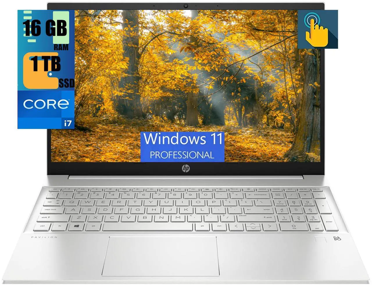 Main image of HP Pavilion 15 Business Laptop, 15.6" FHD Touchscreen, Intel Core i7-1355U 10 Cores Processor, Intel Iris Xe Graphics, 16GB DDR4  1TB PCIe SSD, Webcam, FP Reader, Backlit KB, Wi-Fi 6, Windows 11 Pro