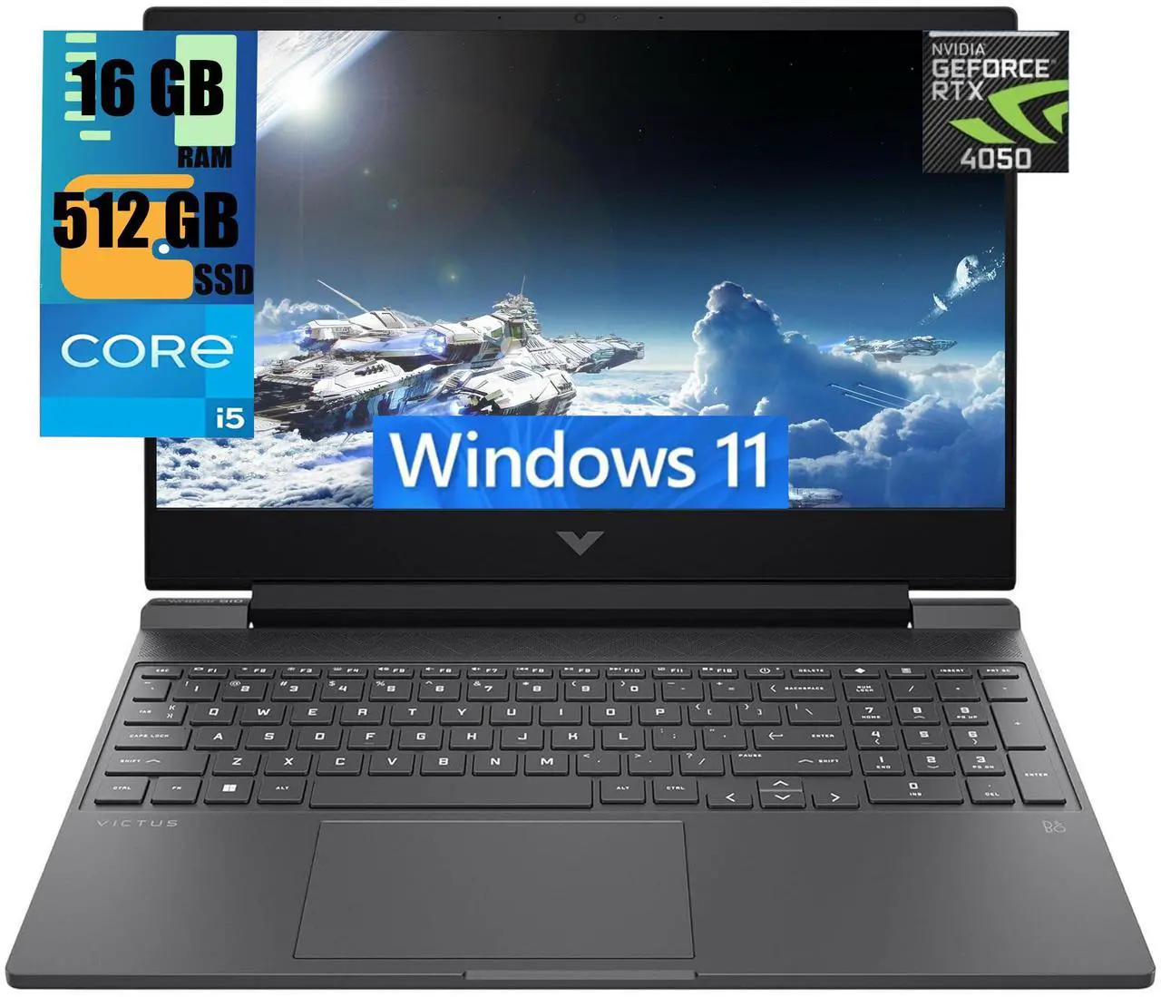 Main image of HP Victus 15 Gaming Laptop, 15.6" FHD 144Hz Display, Intel Core i5-13420H 8-core Processor, NVIDIA GeForce RTX 4050 6GB Graphic, 16GB DDR4  512GB PCIe SSD, Wi-Fi 6 Backlit Keyboard, Windows 11