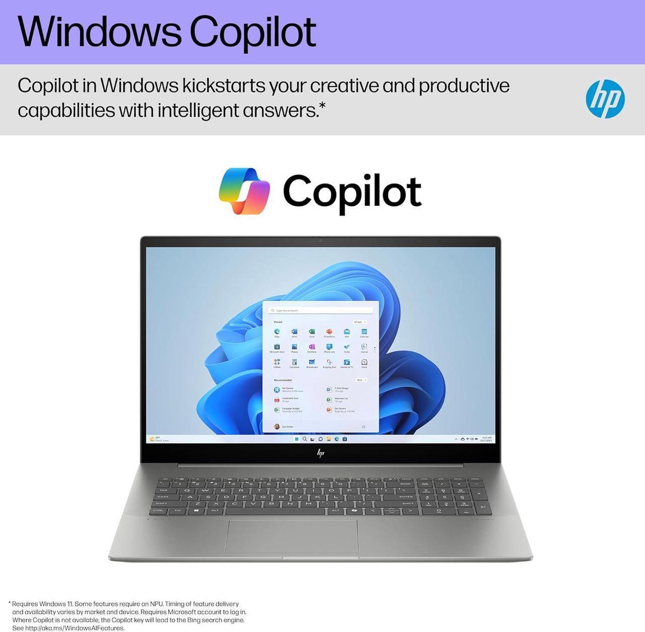 Alt view image 6 of 6 - HP Envy 17 Laptop, 17.3" FHD (1920 x 1080) Touchscreeen, Intel Core Ultra 7 155H 16 Cores Processor, Intel Arc Graphics, 16GB DDR4  512GB PCIe SSD, Backlit Keyboard, Wi-Fi 7, Windows 11