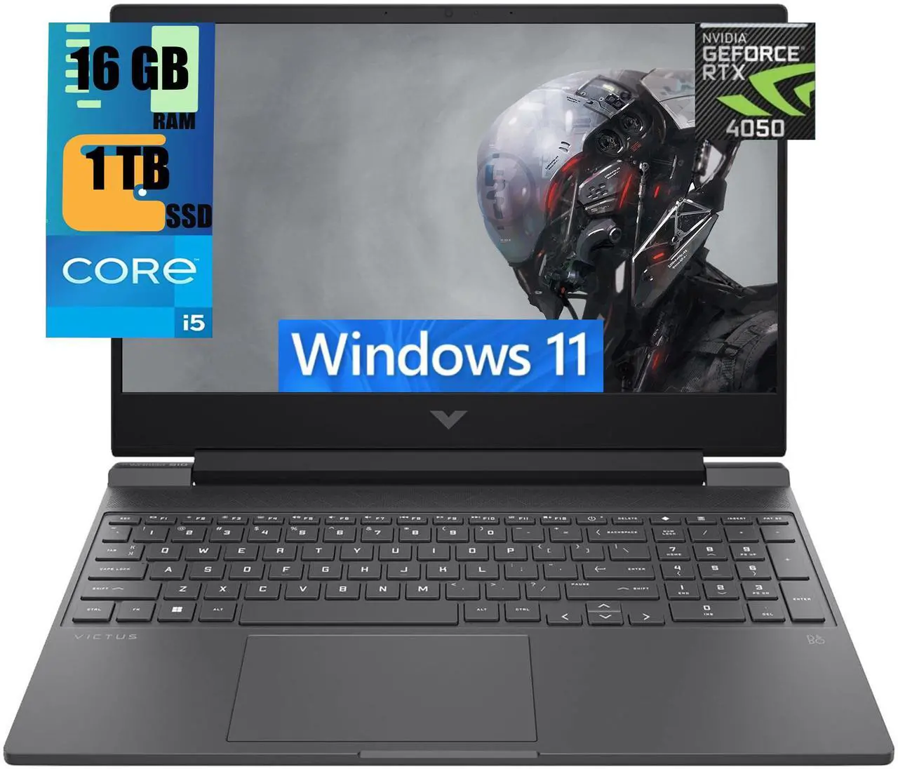 Main image of HP Victus 15 Gaming Laptop, 15.6" FHD 144Hz Display, Intel Core i5-13500H 12-Cores Processor, NVIDIA GeForce RTX 4050 6GB GDDR6, 16GB DDR4  1TB PCIe SSD,  Backlit KYB, WiFi 6, Windows 11