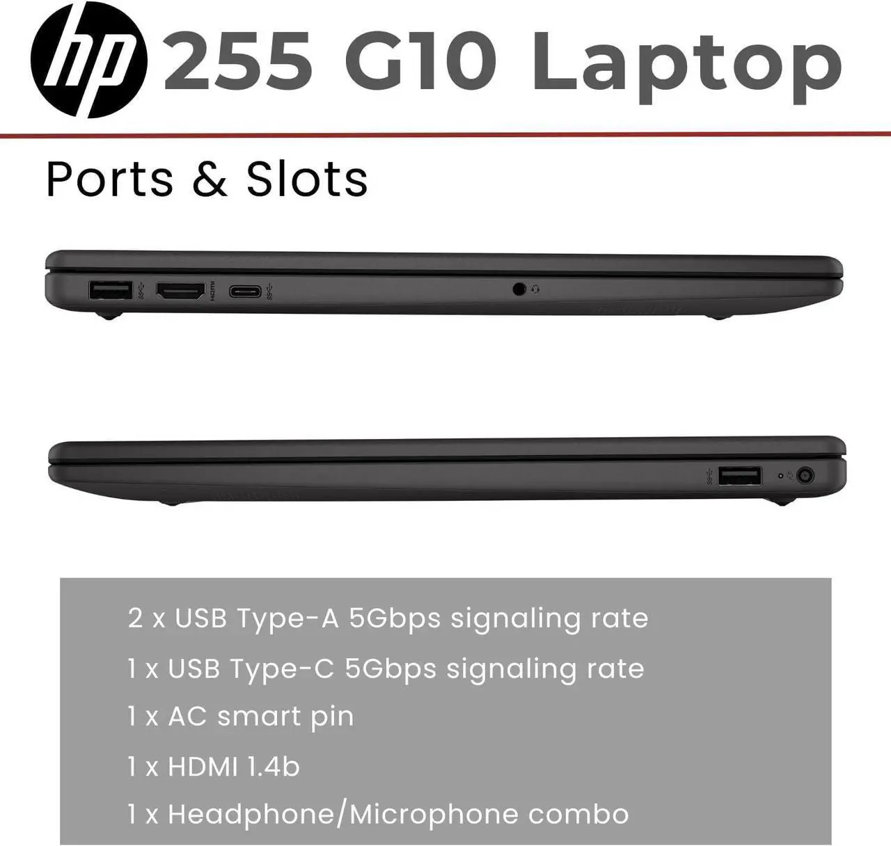 Alt view image 5 of 5 - HP 255 G10 15 Business Laptop, 15.6" FHD (1920 x 1080) Display, AMD Ryzen 7 7730U 8 Cores Processor, AMD Radeon Graphics, 32GB DDR4  1TB PCIe SSD, Webcam, Wi-Fi 6, Windows 11