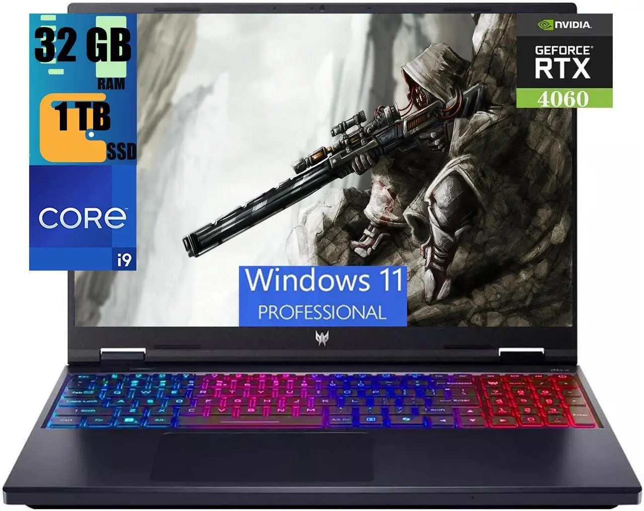 Main image of Acer Predator Helios Neo 16 Gaming Laptop, 16" WUXGA 165Hz Display, Intel Core i9-14900HX 24-Core Processor, NVIDIA GeForce RTX 4060 8GB Graphic, 32GB DDR5  1TB PCIe SSD, RGB Backlit, Windows 11 Pro