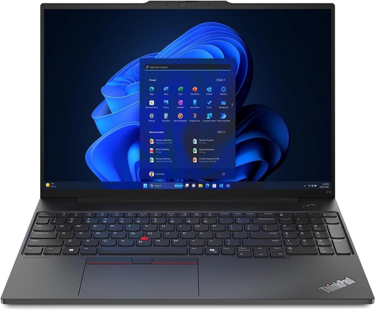 Alt view image 2 of 6 - Lenovo ThinkPad E16 Business Laptop, 16" FHD+ Display, AMD Ryzen 5 7530U 6 Cores Processor, AMD Radeon Graphics, 40GB DDR4  512GB PCIe SSD, Webcam, Fingerprint Reader, Wi-Fi 6, Windows 11
