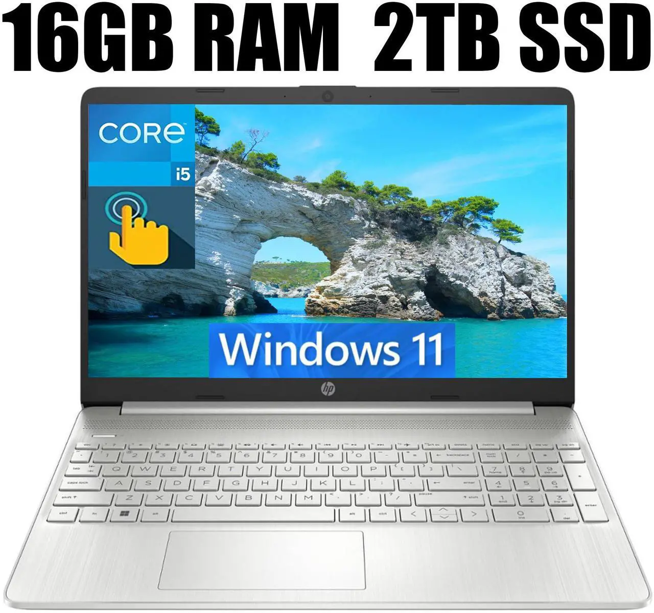 Main image of HP Pavilion 15 Laptop, 15.6" HD Touchscreen, Intel Core i5-1135G7 2.40GHz Quad-Core Processor, Intel Iris Xe Graphics, 16GB DDR4  2TB PCIe SSD, Numpad, HDMI, Type A&C, Webcam, Windows 11