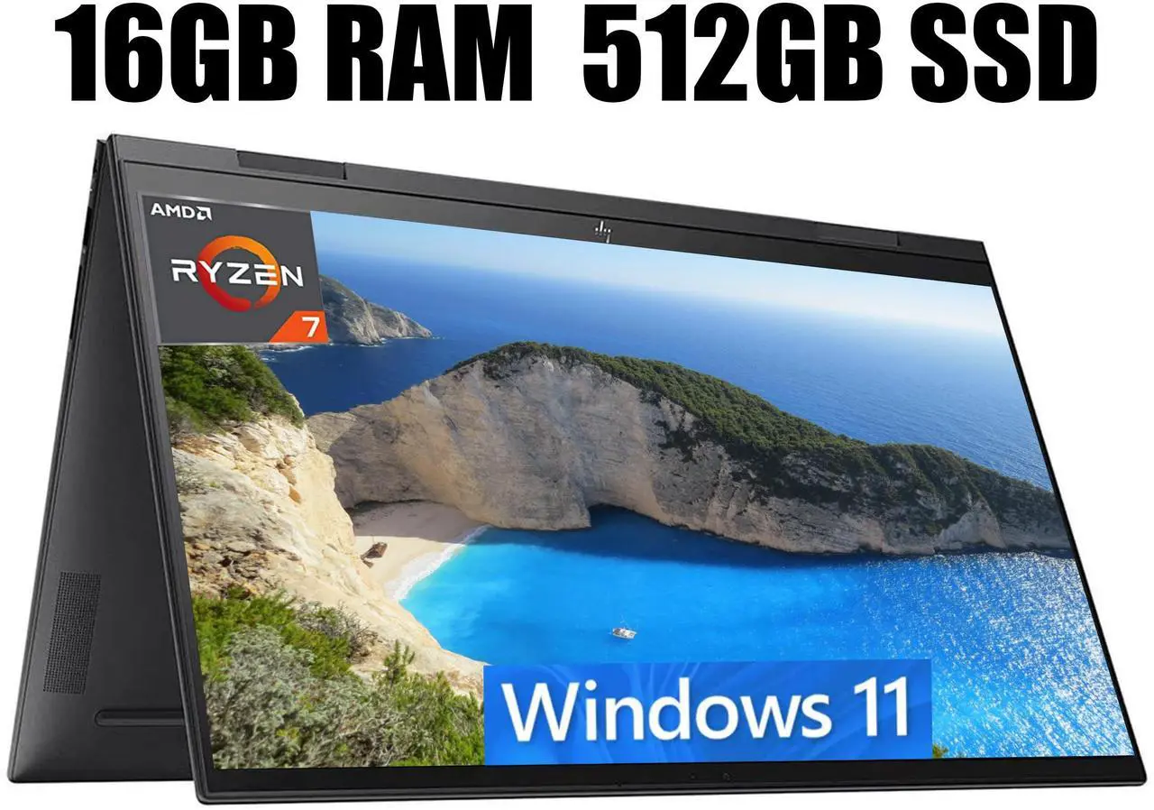 Main image of HP ENVY x360 15 Laptop, 15.6" FHD Touchscreen, AMD Ryzen 7 5825U Octa-Core processor, AMD Radeon Graphics, 16GB DDR4  512GB PCIe SSD, USB-C HDMI Fingerprint, Windows 11