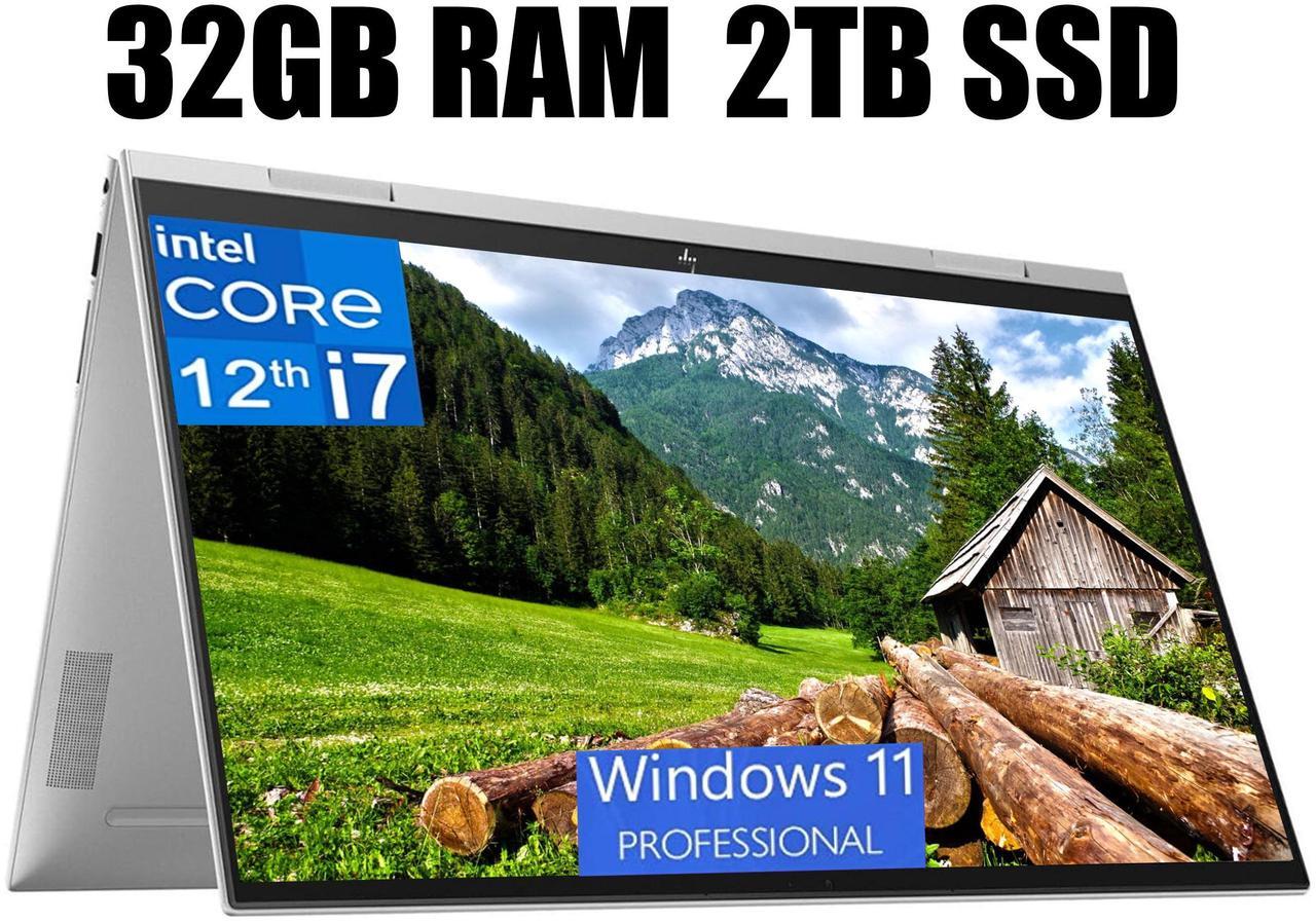 Main image of HP Envy x360 2-in-1 15 Laptop, 15.6" FHD Touchscreen, Intel Core i7-1260P 12-Core Processor, Intel Iris Xe Graphics, 32GB DDR4  2TB PCIe SSD, FP Reader, Backlit KB, Webcam, Wi-Fi, Windows 11 Pro