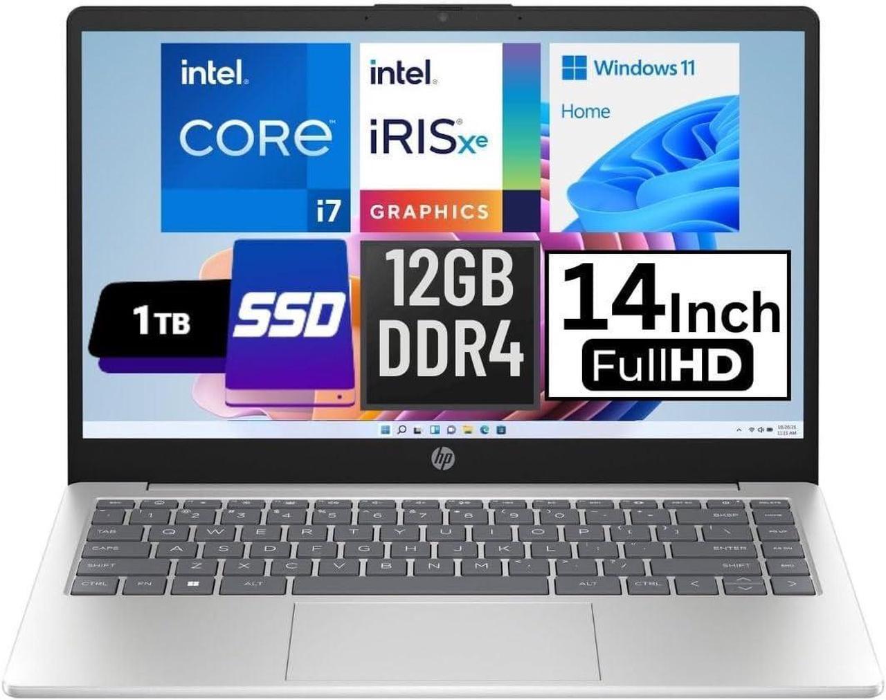 Alt view image 2 of 6 - HP 14 Laptop, 14.0" Full HD (1920x1080) Display, Intel Core i7-1355U 10-Cores Processor, Intel Iris Xe Graphics, 16GB DDR4  1TB PCIe SSD, Backlit Keyboard, WiFi 6, Bluetooth, Windows 11 Pro