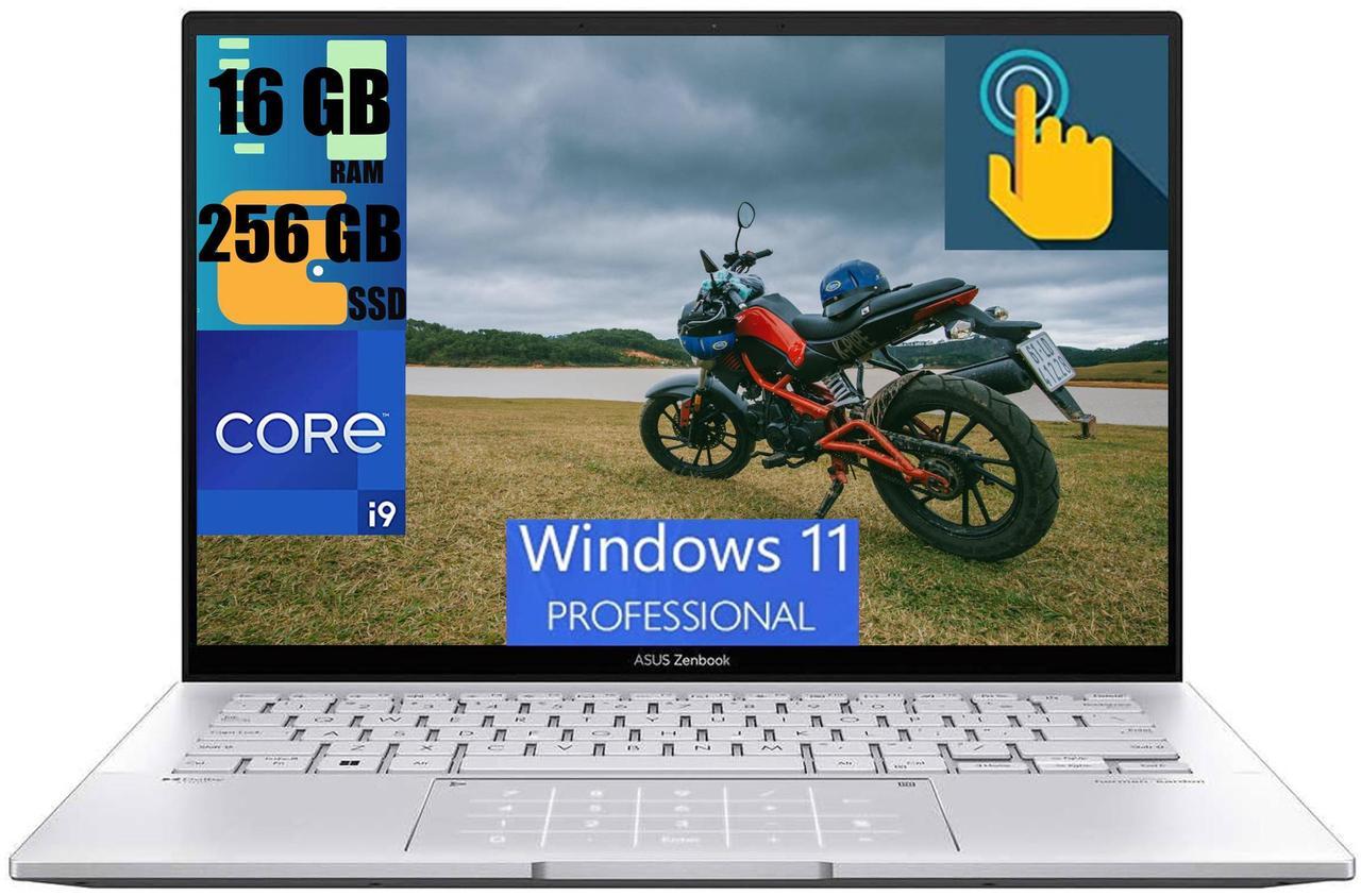 Main image of ASUS Zenbook 14 OLED Laptop, 14" 2.8K Touchscreen, Intel Core i9-13900H 14-Core Processor, Intel Iris Xe Graphics, 16GB  DDR4  256GB  PCIe SSD, Backlit Keyboard, Fingerprint, Windows 11 Pro