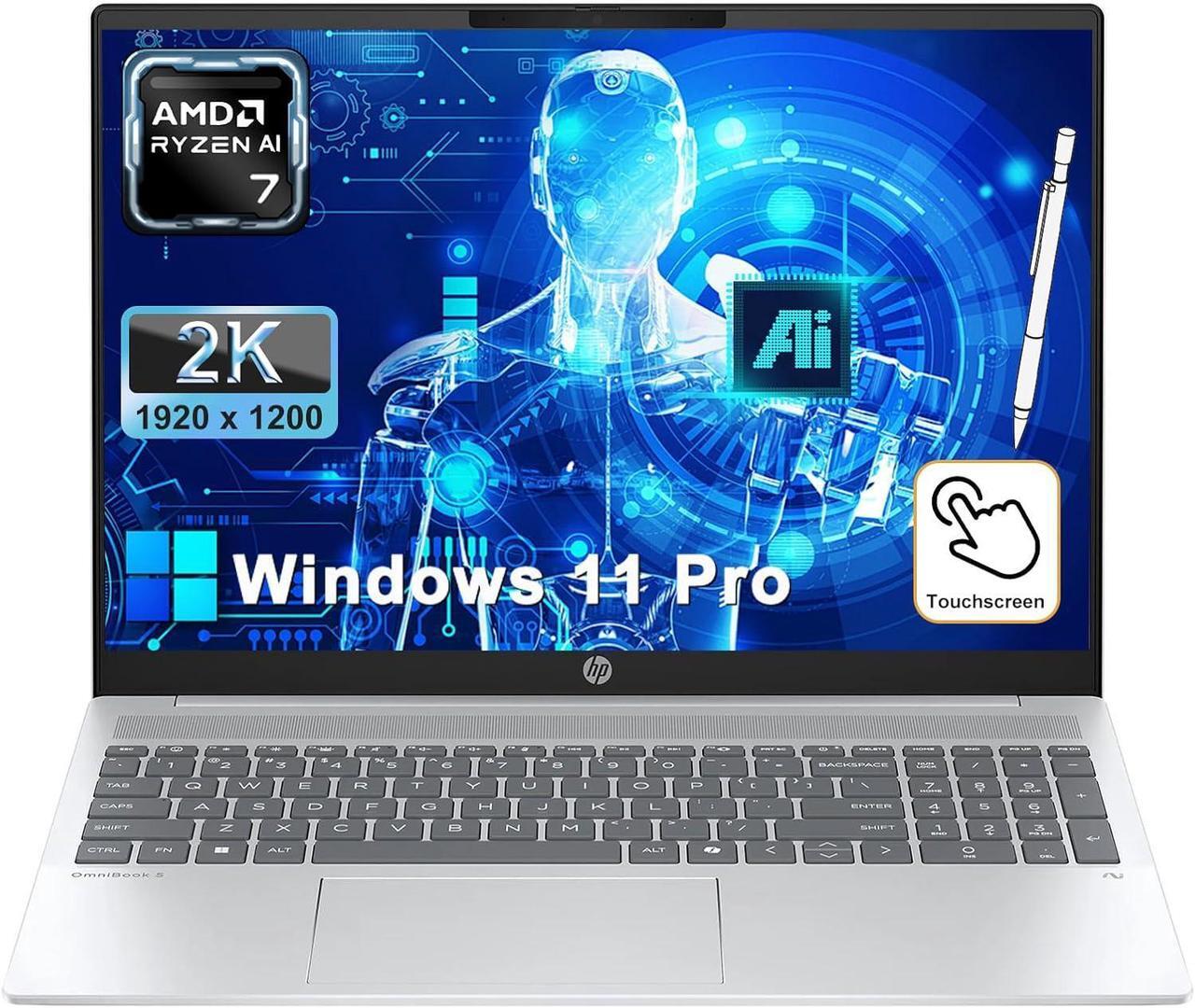 Alt view image 2 of 6 - HP OmniBook 16 Business Laptop, 16" FHD+ Touchscreen, AMD Ryzen AI 7 350 8 Cores Processor, AMD Radeon Graphics, 32GB DDR4  1TB PCIe SSD, Wi-Fi 6, Backlit, 1080P Camera, Windows 11 Pro