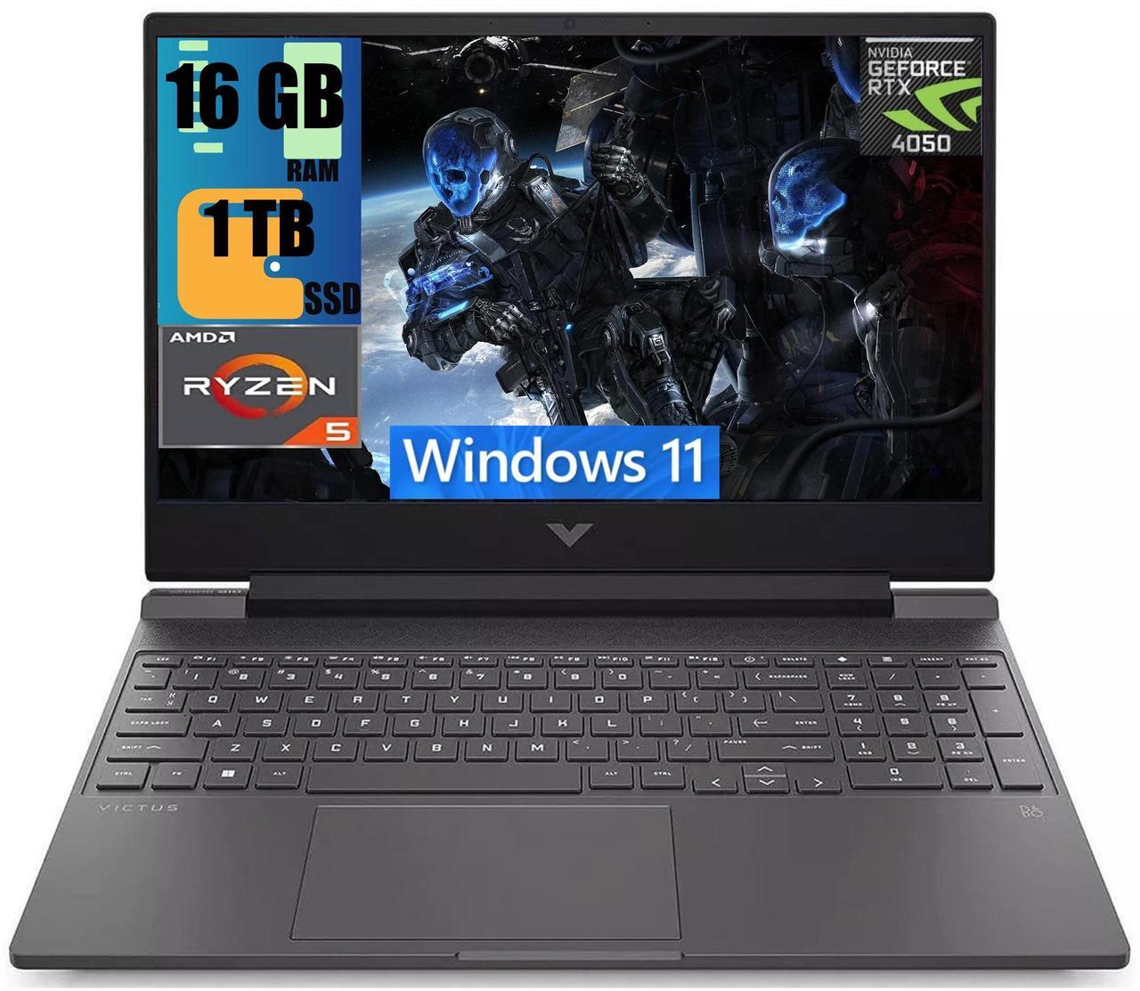 Main image of HP Victus 15 Gaming Laptop, 15.6" FHD 144Hz Display, AMD Hexa-Core Ryzen 5 8645HS Processor, NVIDIA GeForce RTX 4050 6GB Graphic, 16GB DDR5  1TB PCIe SSD, Backlit Kd, Bluetooth 5.3, Windows 11