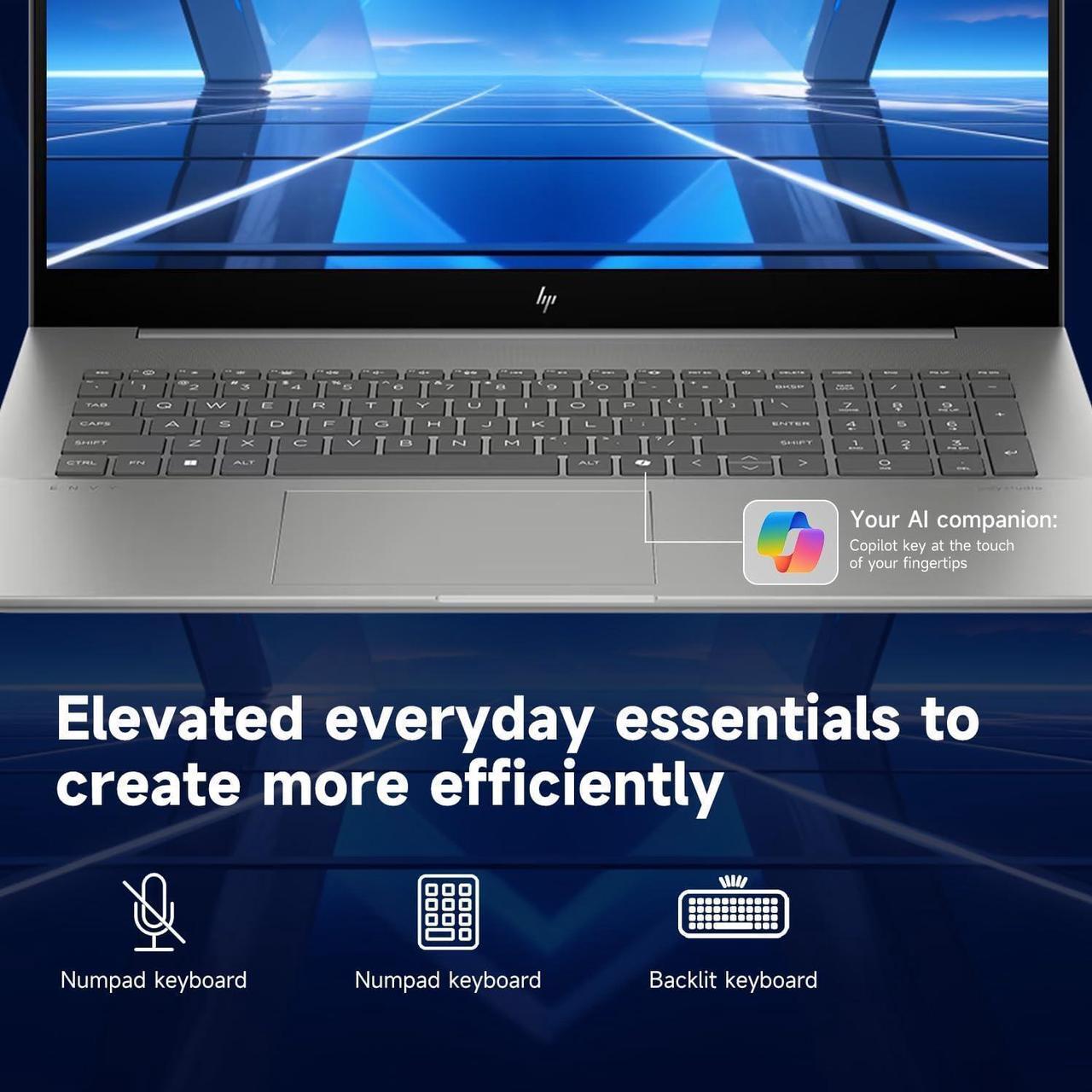 Alt view image 7 of 7 - HP Envy 17 Laptop, 17.3" 4K UHD Display, Intel Core Ultra 7 155U 12 Cores Processor, NVIDIA GeForce RTX 3050 4GB GDDR6 Graphics, 32GB DDR4  1TB PCIe SSD, Backlit KB, Wi-Fi 7, Windows 11