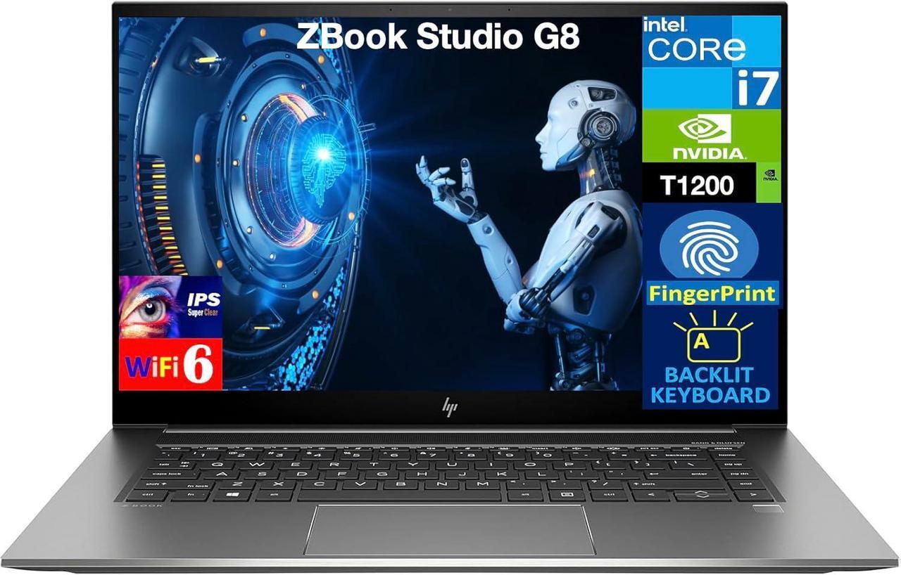Alt view image 2 of 6 - HP ZBook Studio G8 15 Laptop, 15.6" 60Hz FHD Display, Intel Core i7-11850H Octa Core Processor, NVIDIA T1200 4GB GDDR6, 32 DDR4  256 PCIe SSD, Backlit KB, Fingerprint, 2 Thunderbolt 4, Windows 11 Pro