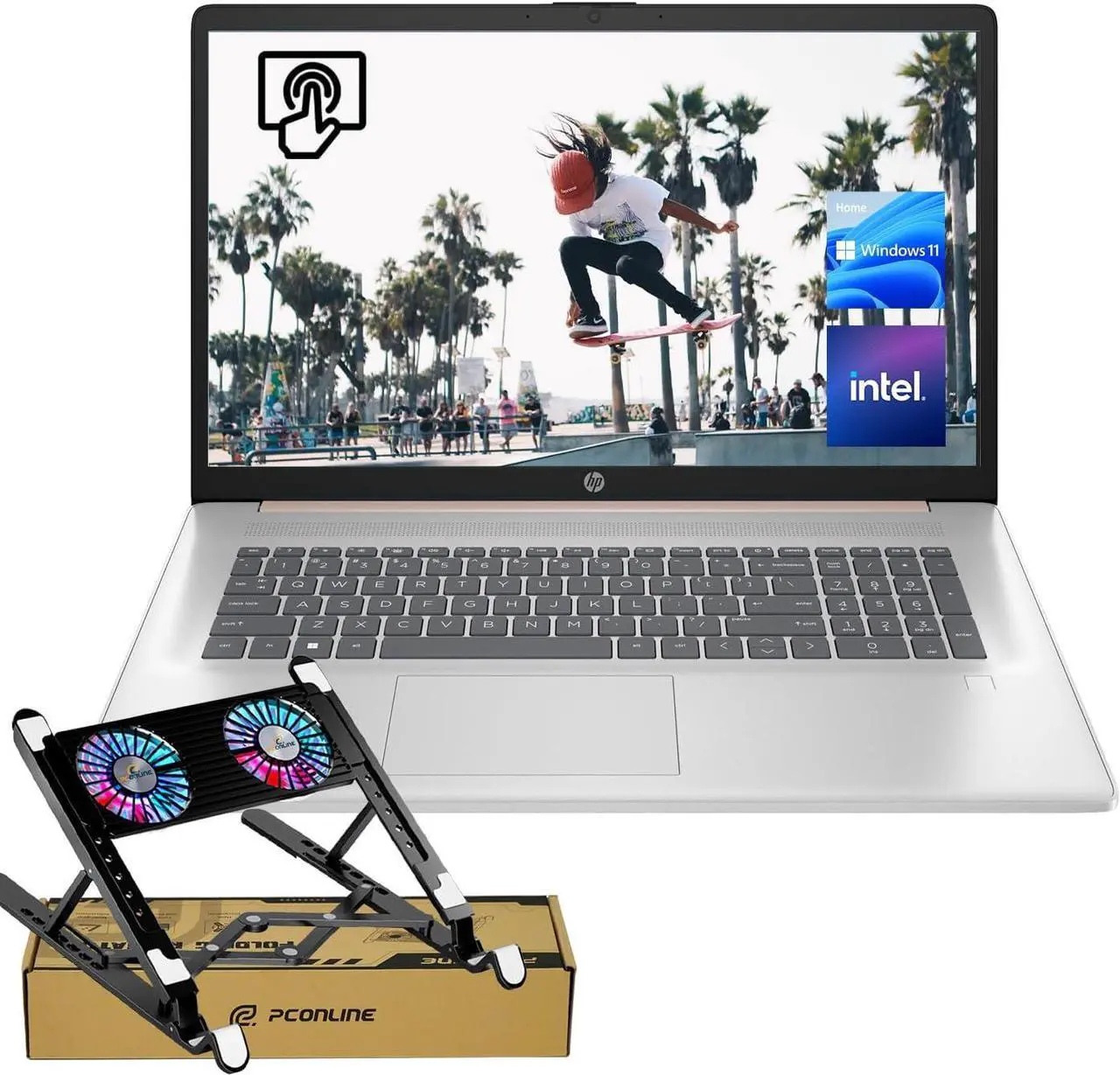 Alt view image 2 of 6 - HP 17 Laptop, 17.3" HD+ (1600 x 900) Touchscreen, Intel Core i3-N305 8 Cores Processor, Intel UHD Graphics, 32GB DDR4  512GB PCIe SSD, Fingerprint Reader, Wi-Fi 6, Windows 11 Pro