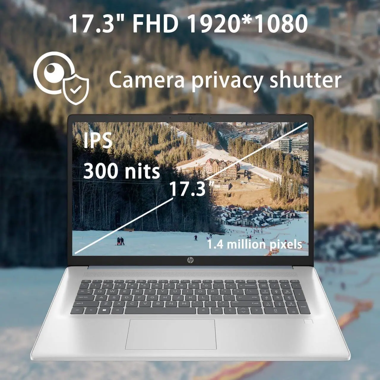 Alt view image 2 of 4 - HP 17 Laptop, 17.3" FHD (1920 x 1080) Display, Intel Core 7 150U 10 cores Processor, Intel UHD Graphics, 16GB DDR4  512GB PCIe SSD, Fingerprint Reader, Backlit Keyboard, Wi-Fi 6, Windows 11
