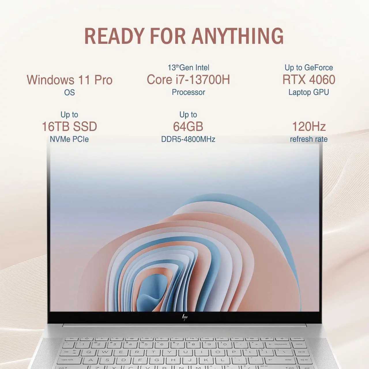 Alt view image 3 of 7 - HP Envy 16 Business Laptop, 16" WQXGA Touchscreen, Intel Core i7-13700H 14 Cores Processor, NVIDIA GeForce RTX 4060 8GB Graphic, 16GB DDR4  1TB PCIe SSD, Backlit KB, WiFi 6, Windows 11 Pro