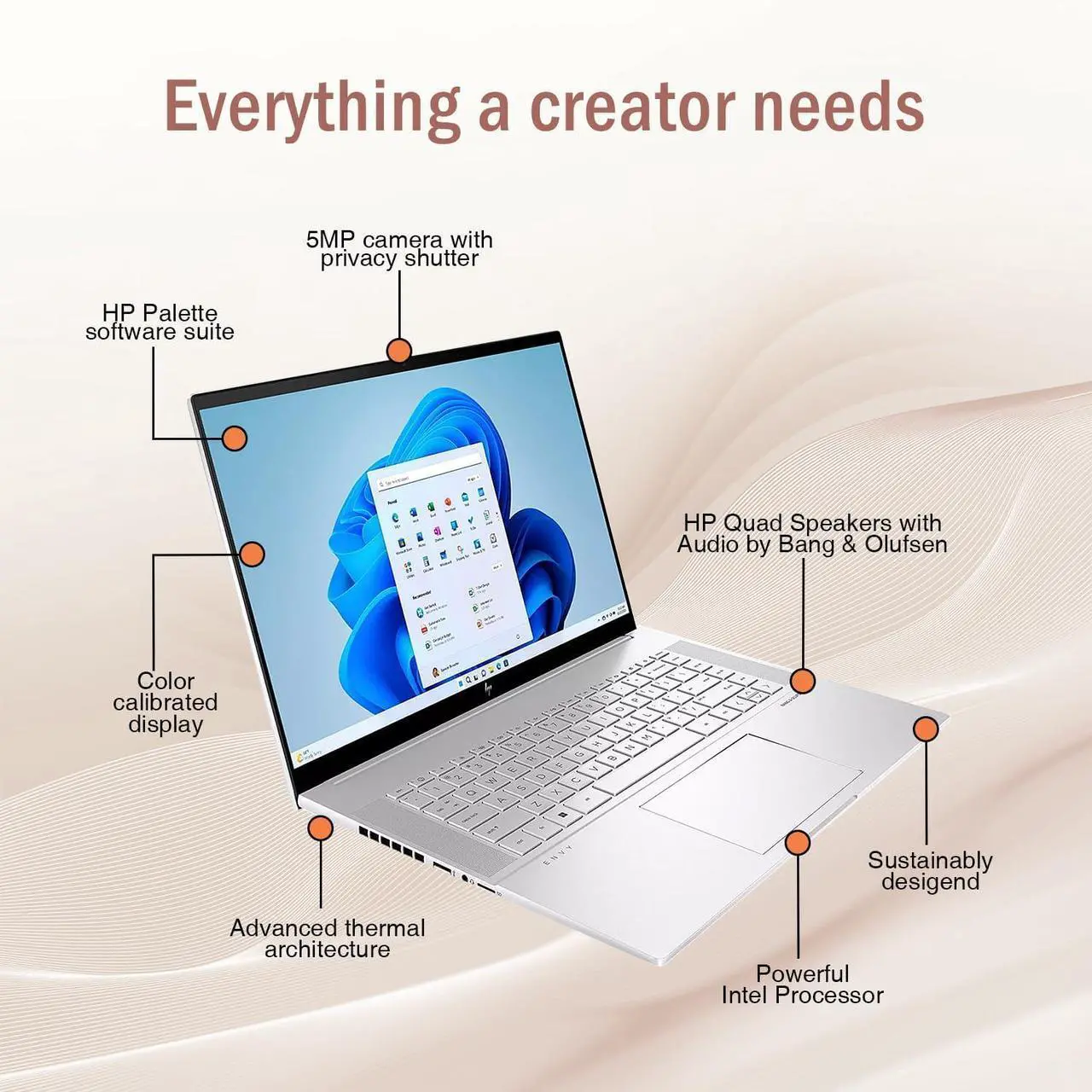 Alt view image 5 of 7 - HP Envy 16 Business Laptop, 16" WQXGA Touchscreen, Intel Core i7-13700H 14 Cores Processor, NVIDIA GeForce RTX 4060 8GB Graphic, 16GB DDR4  1TB PCIe SSD, Backlit KB, WiFi 6, Windows 11 Pro
