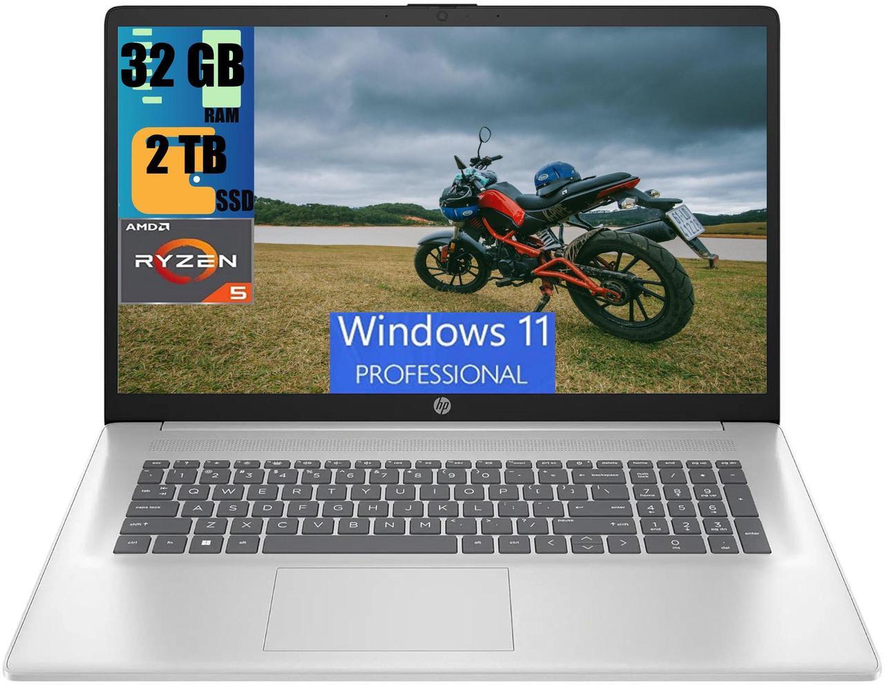 Main image of HP 17 Business Laptop, 17.3" FHD (1920 x 1080) Display, AMD Ryzen 5 7430U 6 cores Processor, AMD Radeon Graphics, 32GB DDR4  2TB PCIe SSD, Bluetooth 5.3, 720p HD Webcam, Windows 11 Pro