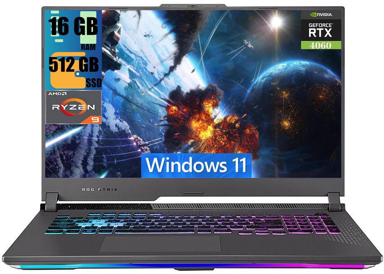 Main image of ASUS ROG Strix G17 Gaming Laptop, 17.3" WQHD (2560x1440) 240Hz, AMD 12-Core Ryzen 9 7845HX Processor, NVIDIA GeForce RTX 4060 8GB Graphic, 16GB DDR5  512GB PCIe SSD, RGB Backlit, Windows 11