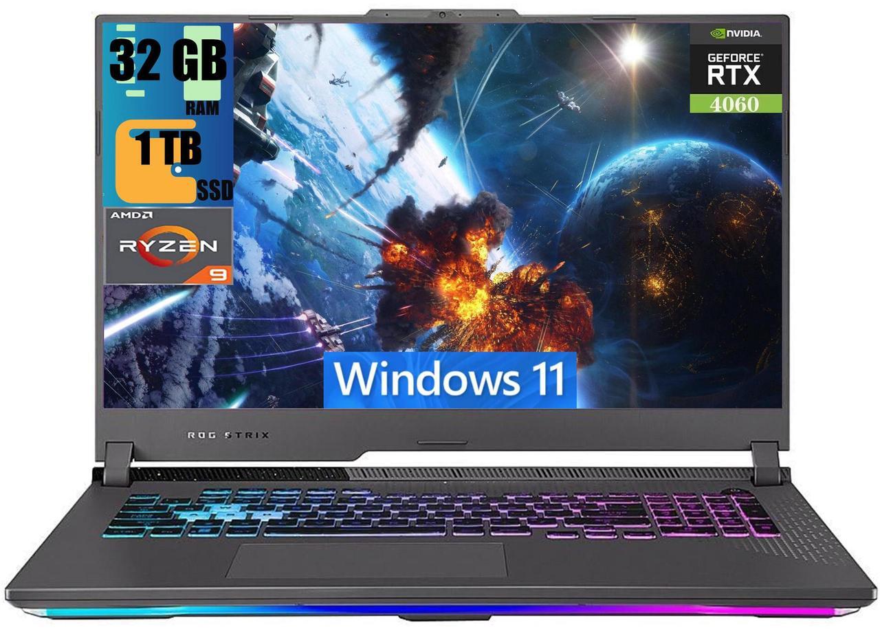 Main image of ASUS ROG Strix G17 Gaming Laptop, 17.3" WQHD (2560x1440) 240Hz, AMD 12-Core Ryzen 9 7845HX Processor, NVIDIA GeForce RTX 4060 8GB Graphic, 32GB DDR5  1TB PCIe SSD, RGB Backlit, Windows 11