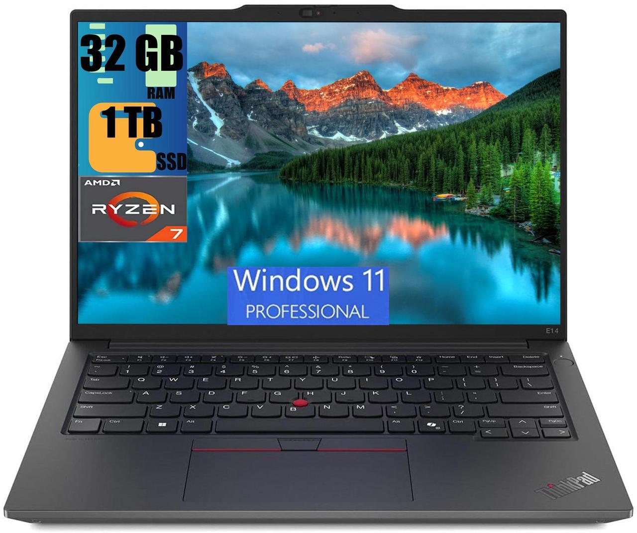Main image of Lenovo ThinkPad E14 Gen 6 Laptop, 14" WUXGA (1920 x 1200) Display, AMD Ryzen 7 7735U 8 Cores Processor, AMD Radeon Graphics, 32GB DDR4  1TB PCIe SSD, Fingerprint Reader, Wi-Fi 6, Windows 11 Pro