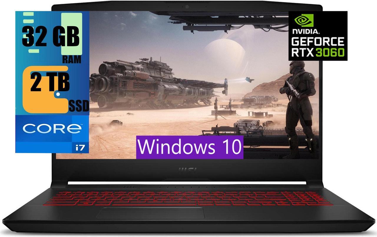 MSI Katana GF66 15 Gaming Laptop, 15.6" FHD 144Hz Display, Intel Core i7-11800H 8 Core Processor, NVIDIA GeForce RTX 3060 6GB GDDR6, 32GB DDR4  2TB PCIe SSD, Wi-Fi 6, Backlit Keyboard, Windows 10