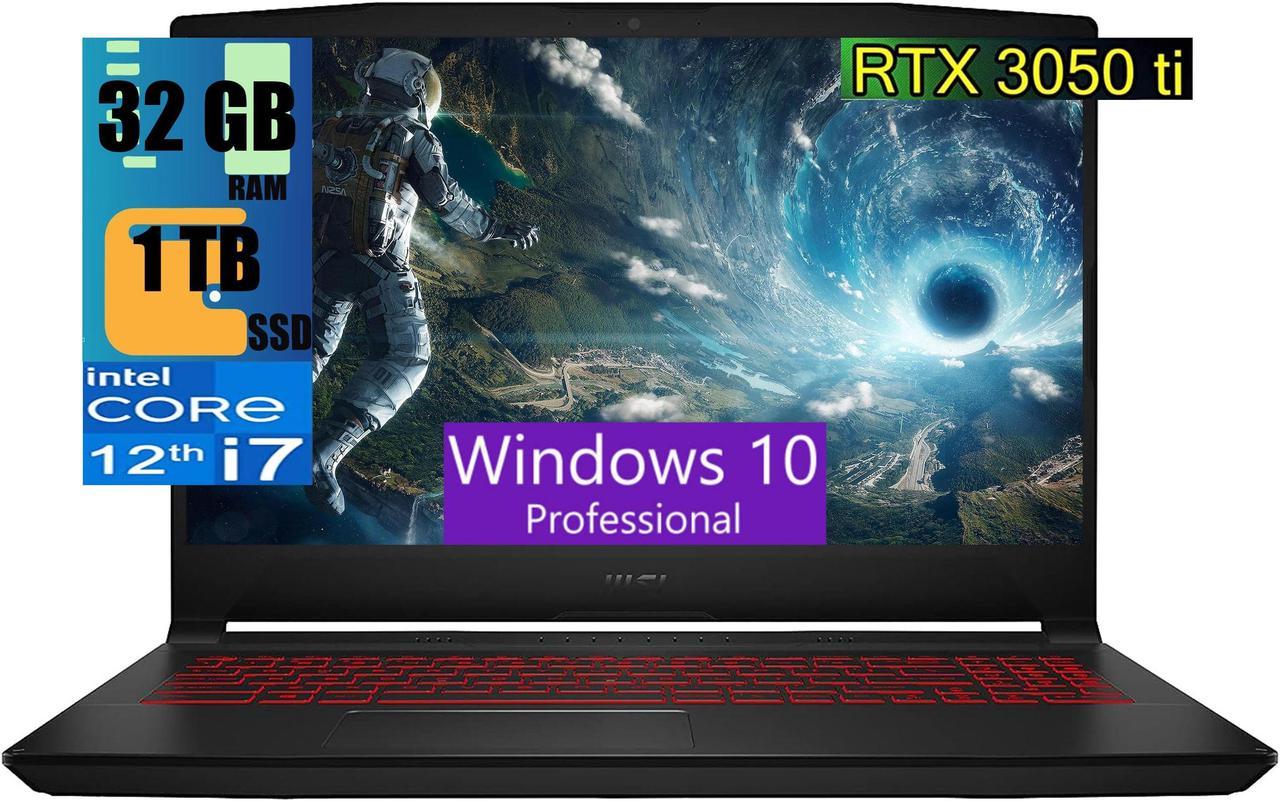 MSI Katana GF66 15 Gaming Laptop, 15.6" 144Hz display, Intel Core i7-12650H 10 cores Processor, NVIDIA GeForce RTX 3050 Ti 4 GB, 32GB DDR4  1TB PCIe SSD, Cooler Boost 5, Windows 10 Pro