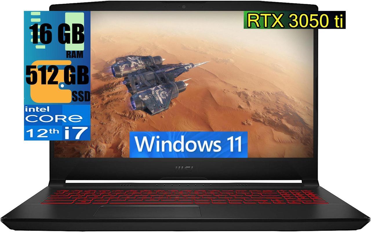 MSI Katana GF66 15 Gaming Laptop, 15.6" 144Hz display, Intel Core i7-12650H 10 cores Processor, NVIDIA GeForce RTX 3050 Ti 4 GB, 16GB DDR4  512GB PCIe SSD, Cooler Boost 5, Windows 11