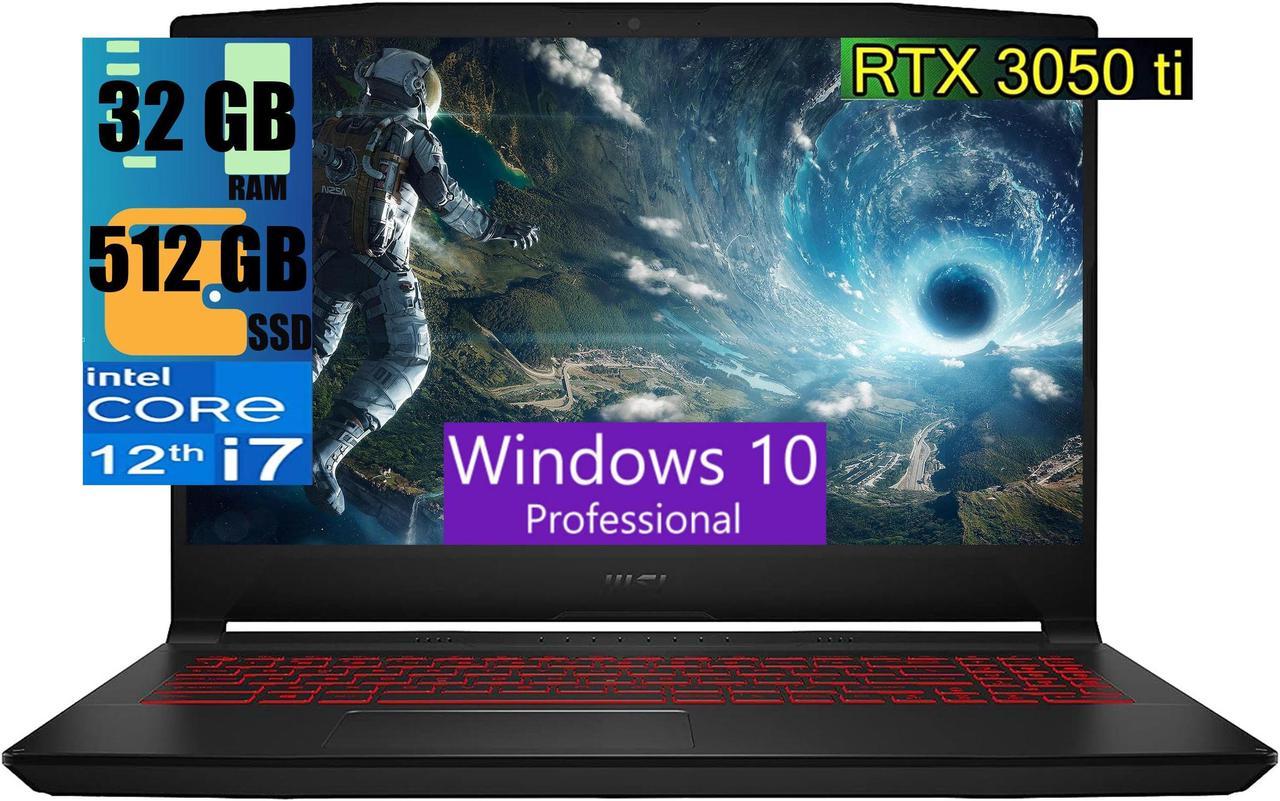 MSI Katana GF66 15 Gaming Laptop, 15.6" 144Hz display, Intel Core i7-12650H 10 cores Processor, NVIDIA GeForce RTX 3050 Ti 4 GB, 32GB DDR4  512GB PCIe SSD, Cooler Boost 5, Windows 10 Pro