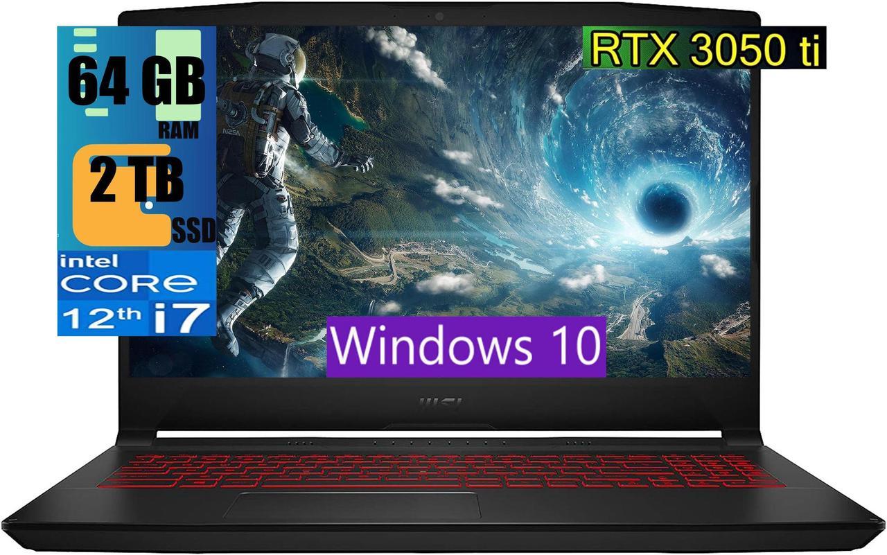 MSI Katana GF66 15 Gaming Laptop, 15.6" 144Hz display, Intel Core i7-12650H 10 cores Processor, NVIDIA GeForce RTX 3050 Ti 4 GB, 64GB DDR4  2TB PCIe SSD, Cooler Boost 5, Windows 10