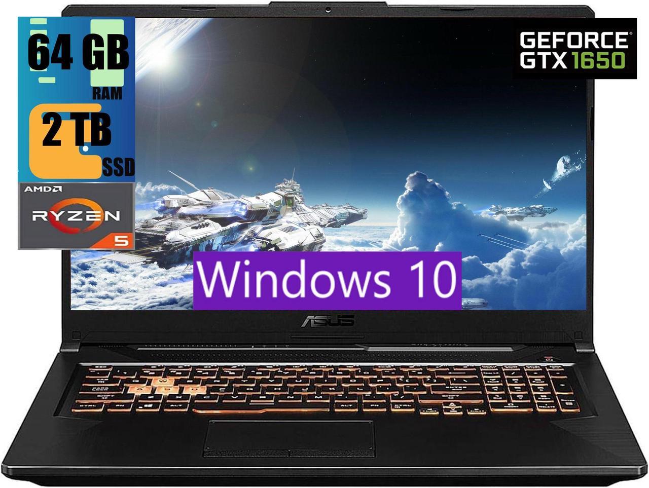 ASUS TUF Gaming A17 Gaming Laptop, 17.3" Full HD 144Hz Display, AMD Ryzen 5 4600H 6-core Processor, GeForce GTX 1650 4GB GDDR6 Graphics, 64GB DDR4  2TB PCIe SSD, RGB Keyboard, Windows 10